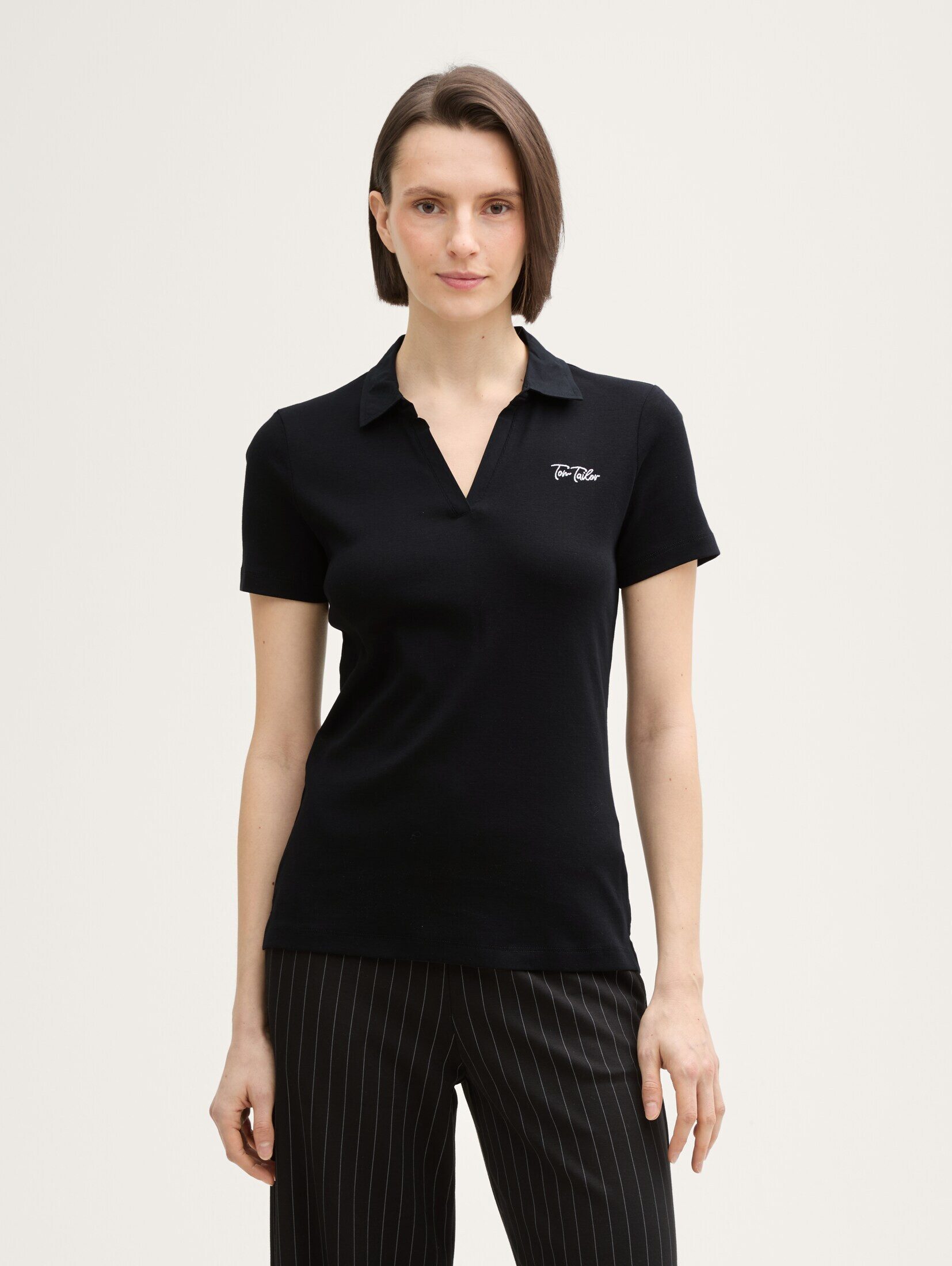 TOM TAILOR Poloshirt Poloshirts (im Einserpack) Basic Poloshirt mit Logo-Stickerei
