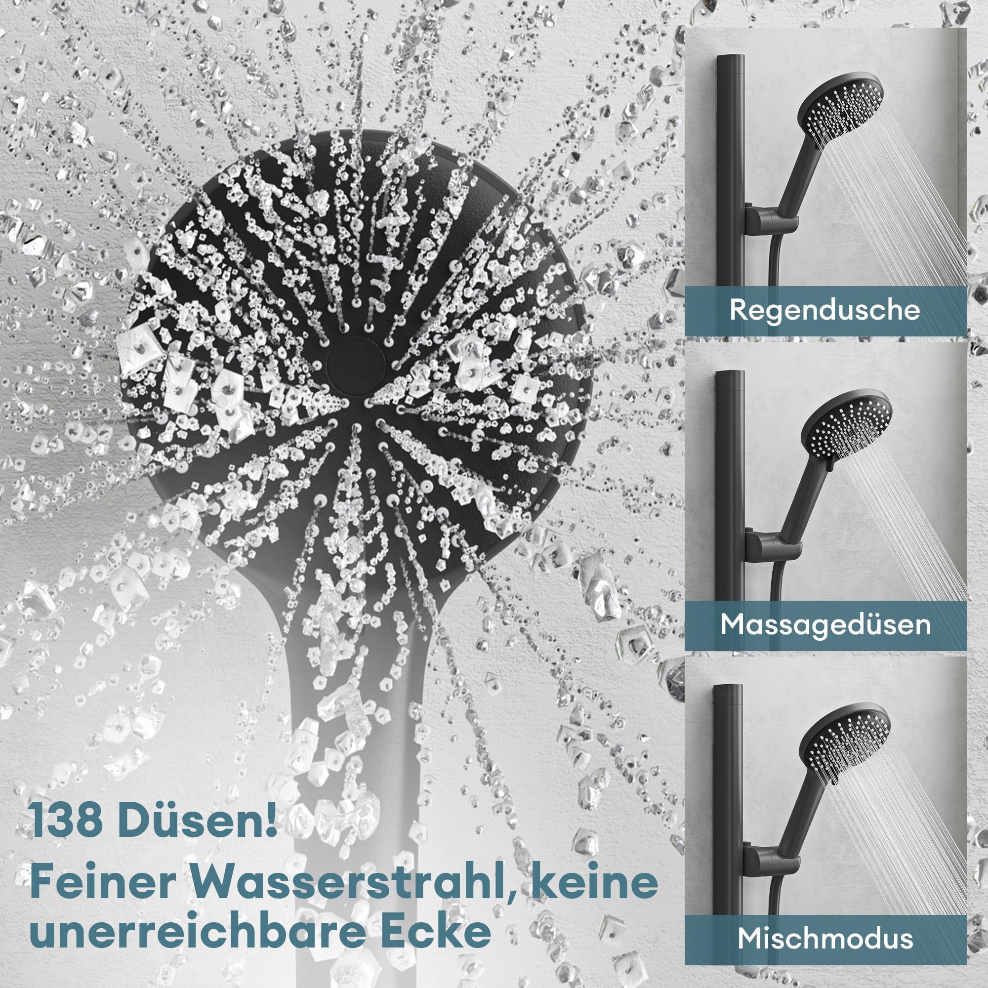 Mai & Mai Duscharmatur Duschsystem mit Thermostat Komplettset 3 Strahlarten Duschsystem9 Badewannen geeignet – Bild 5 von 5