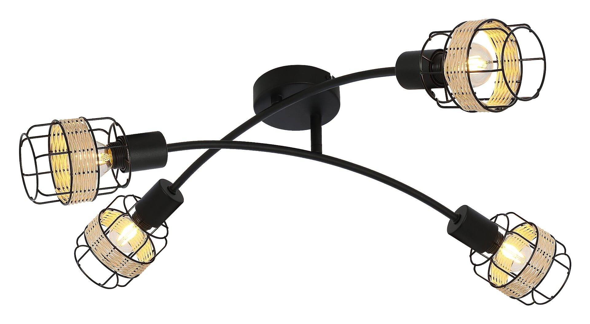 Rabalux LED Deckenspots "Indiana" 4-flammig, Metall, schwarz, rund, E14, ø95mm