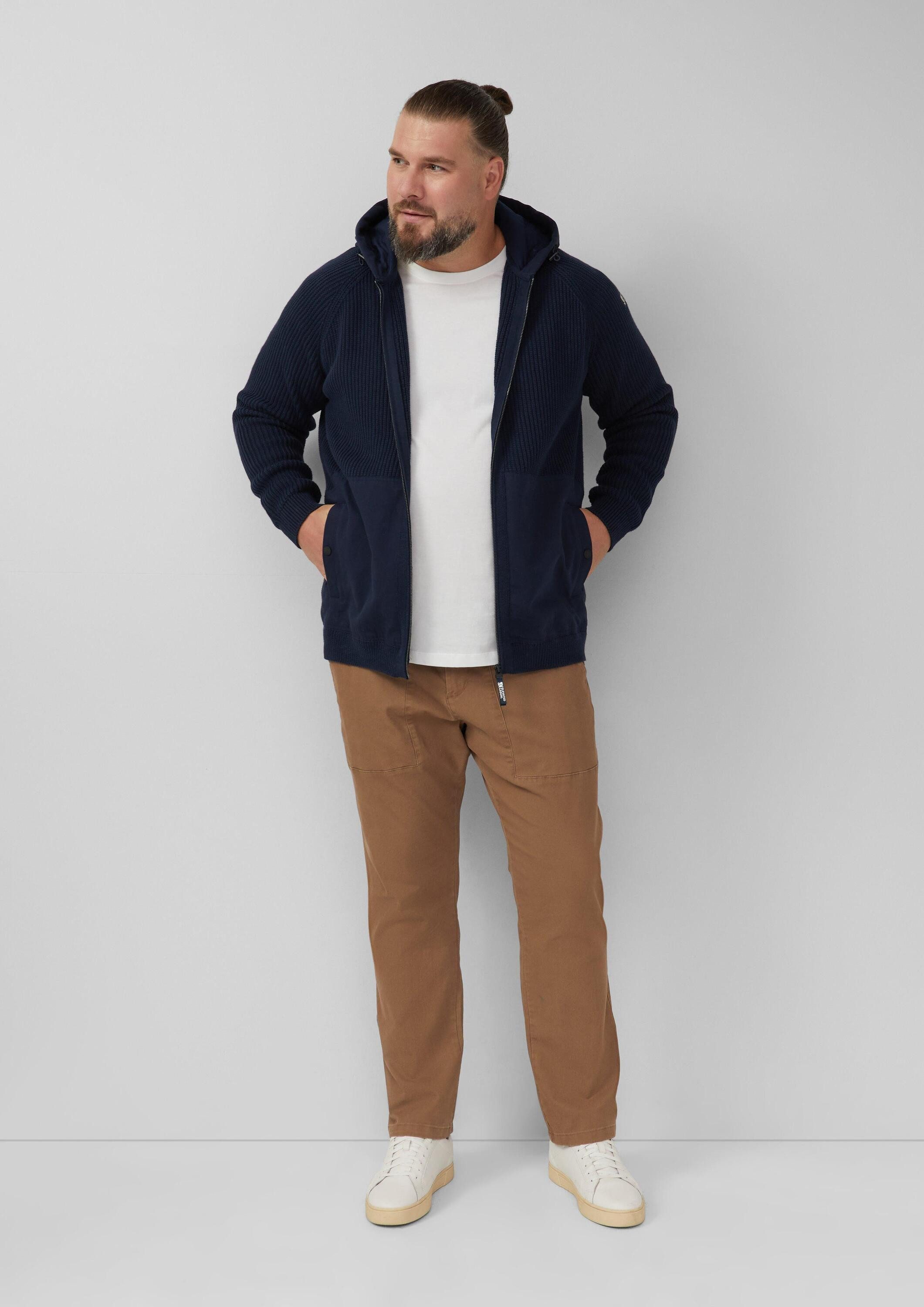 s.Oliver Cardigan Strickjacke Fabricmix-Strickjacke mit Kapuze und sportiven Details