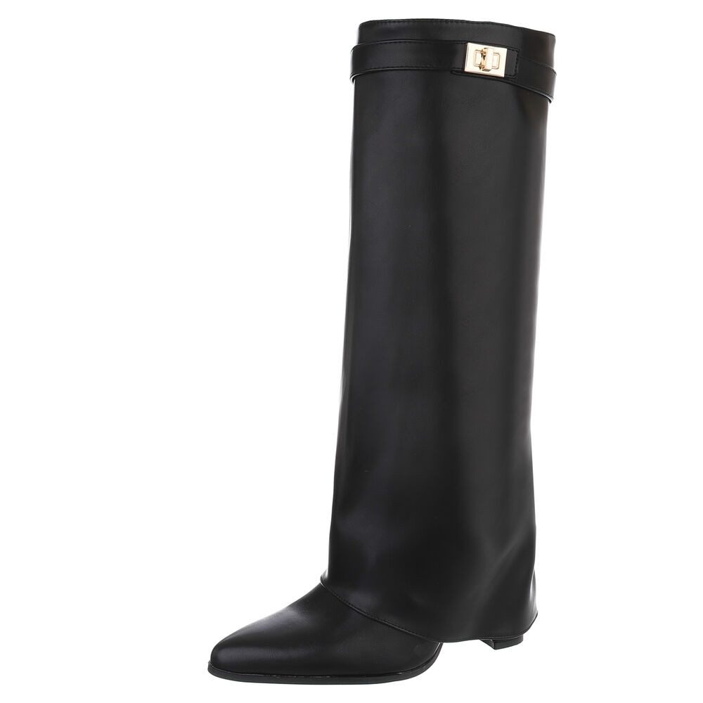 Ital-Design Elegante kniehohe Stiefelette mit Blockabsatz für Damen High-He günstig online kaufen