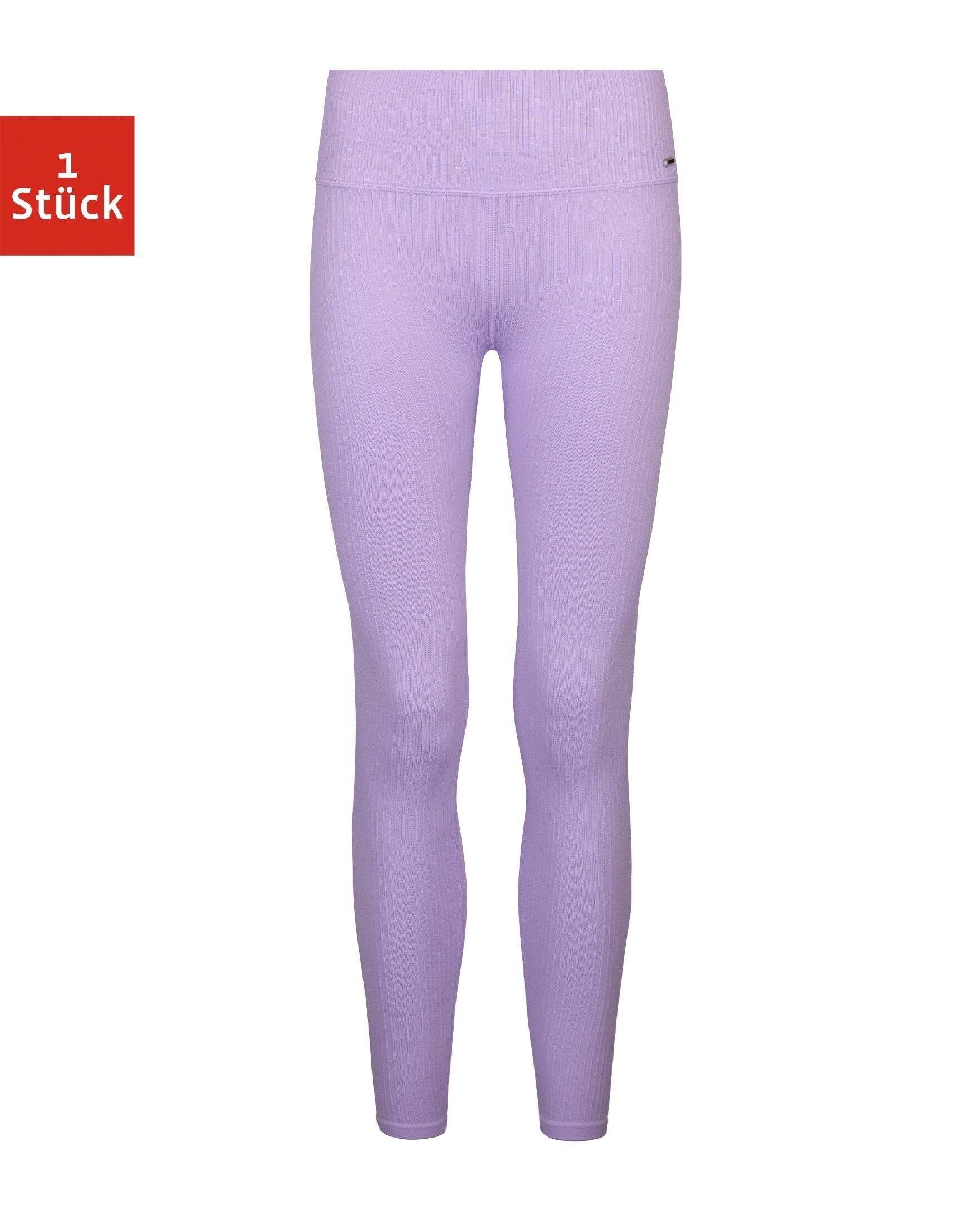 SNOCKS Highwaist Leggings für und blickdicht, Leggings (1-tlg) Sport Pastelllila perfekt seamless Gerippte den