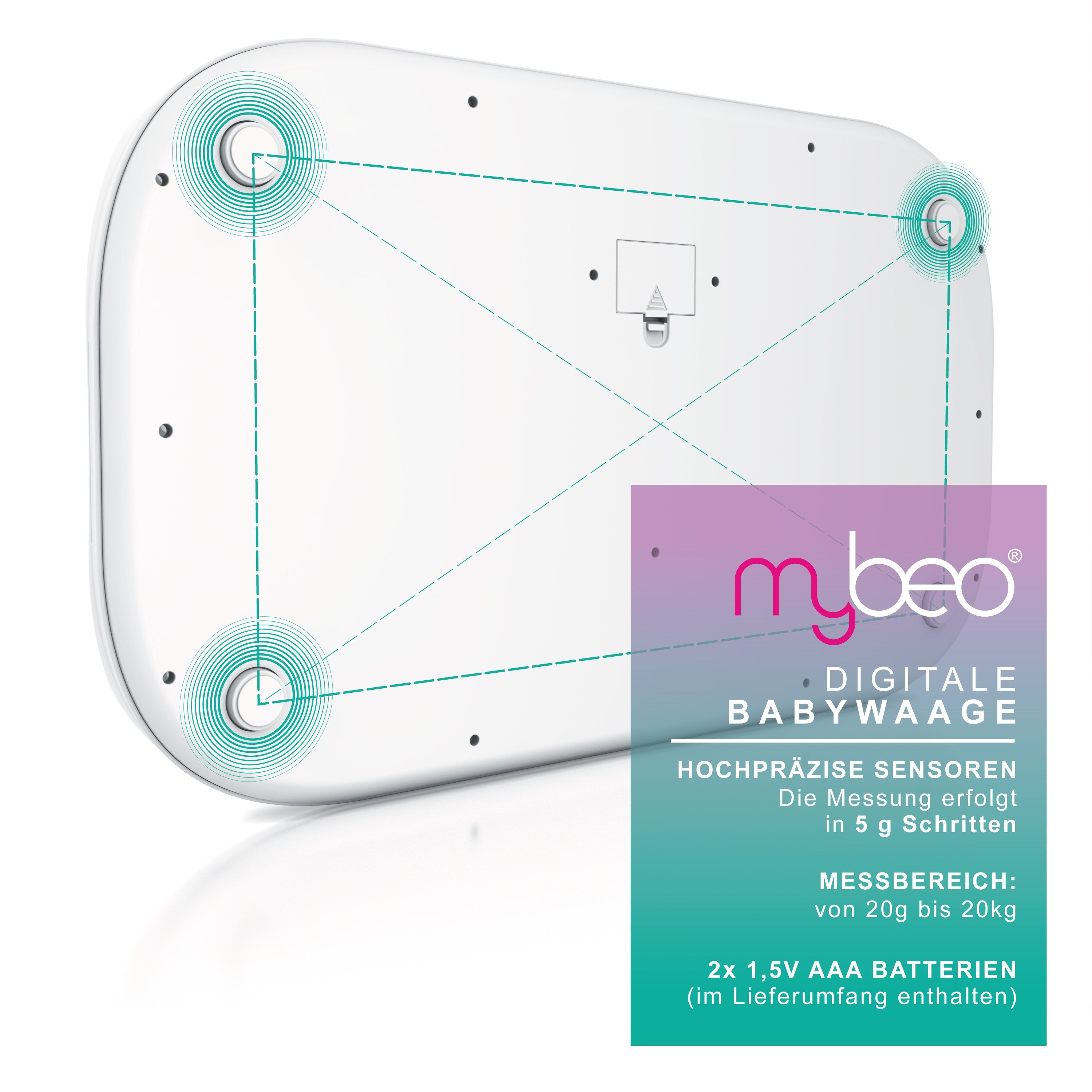 MyBeo Personenwaage Digitale Babywaage mit Display, 20g - 20kg, Säuglingswaage, Tierwaage, 1-tlg., sichere, schnelle Messung für zuhause und Praxis – Bild 3 von 5
