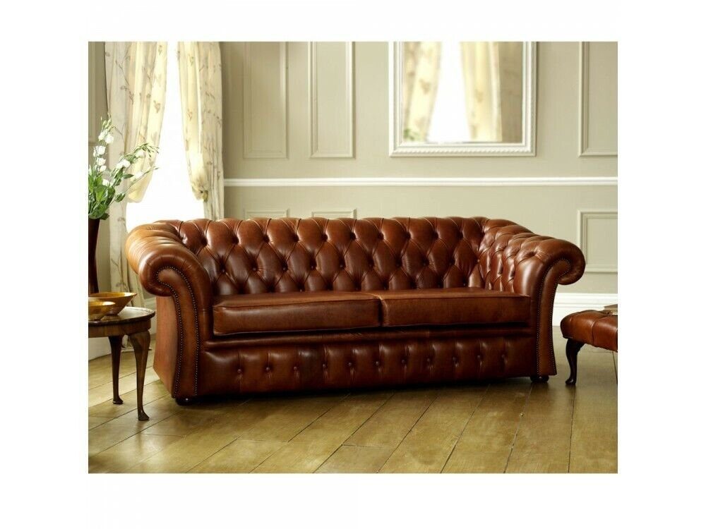JVmoebel 3-Sitzer Chesterfield Design Luxus Polster Sofa Couch Sitz Garnitur Leder #113, Made in Europe