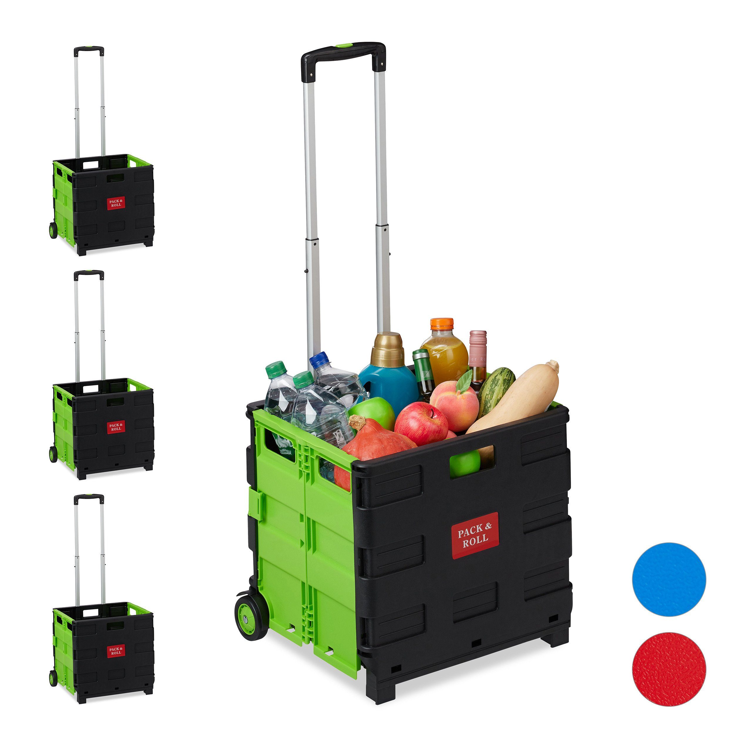 Einkaufstrolley 4x Einkaufstrolley klappbar grün