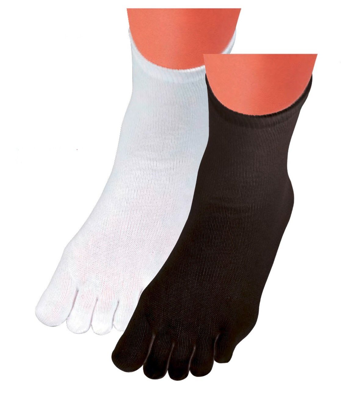 Baumwolle Wowerat der 4 kochfest Zehensocken Basicsocken weiß schwarz Paar in Zehenstrümpfe fünf 5 Zehen Toe Farbe Wollsocken