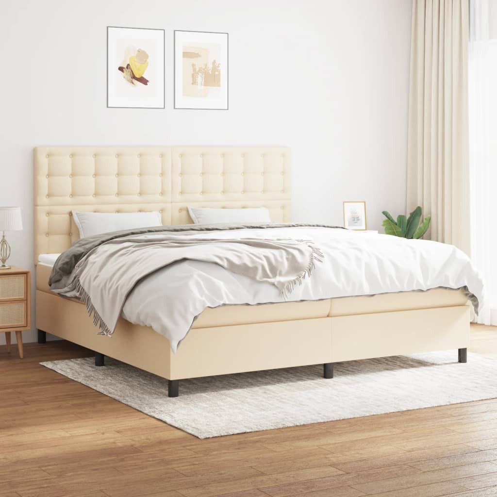 vidaXL Boxspringbett Boxspringbett mit Matratze Creme 200x200 cm Stoff Bett günstig online kaufen