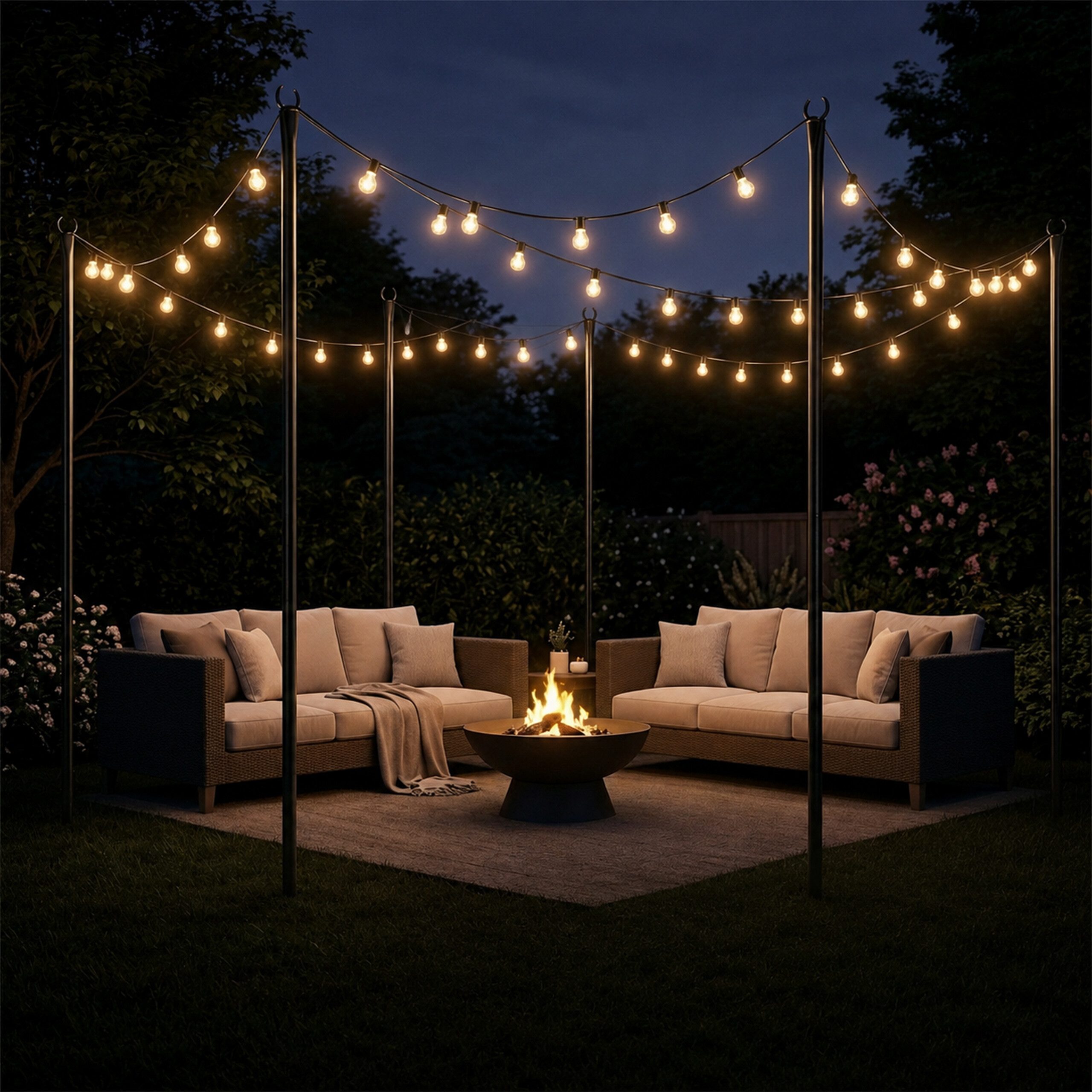relaxdays Gartenstecker Lichterkettenstangen Set outdoor 3 m (6-St) 6er Pack – Bild 2 von 5