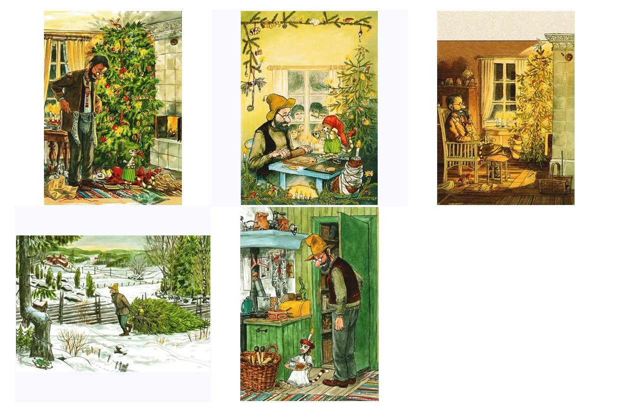postkarten-universum.de Postkarte Postkarten-Set "Weihnachten mit Pettersson und Findus"