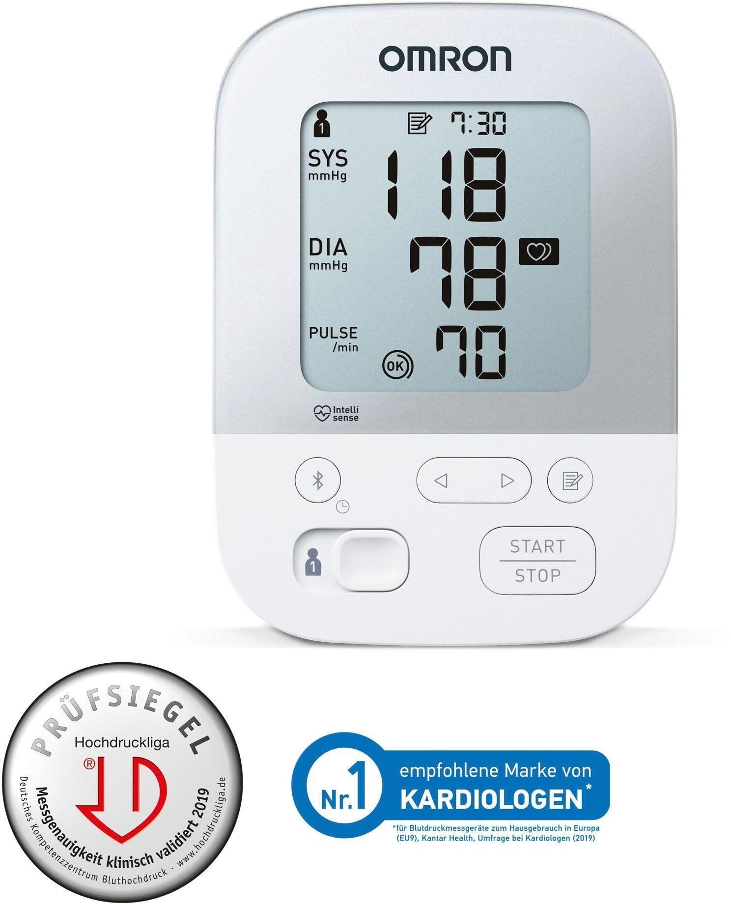 Omron Oberarm-Blutdruckmessgerät X4 Smart, mit Bluetooth und Intelli Wrap  Manschette