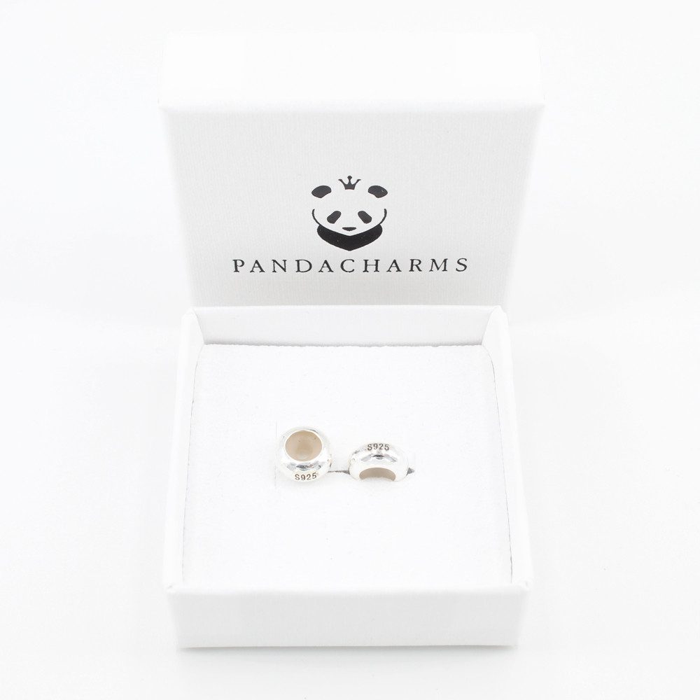 PANDACHARMS Bead Silber Stopper Charms für Charm Armband, mit Silikonkern, 2 Stück
