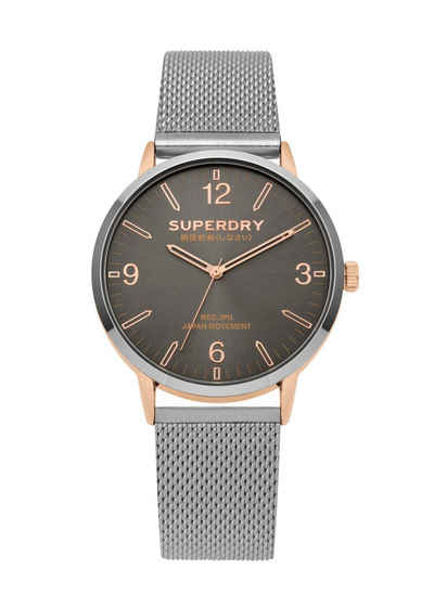 Superdry Quarzuhr, SYG259SM Herren Analog Quarz Uhr mit Edelstahl Armband