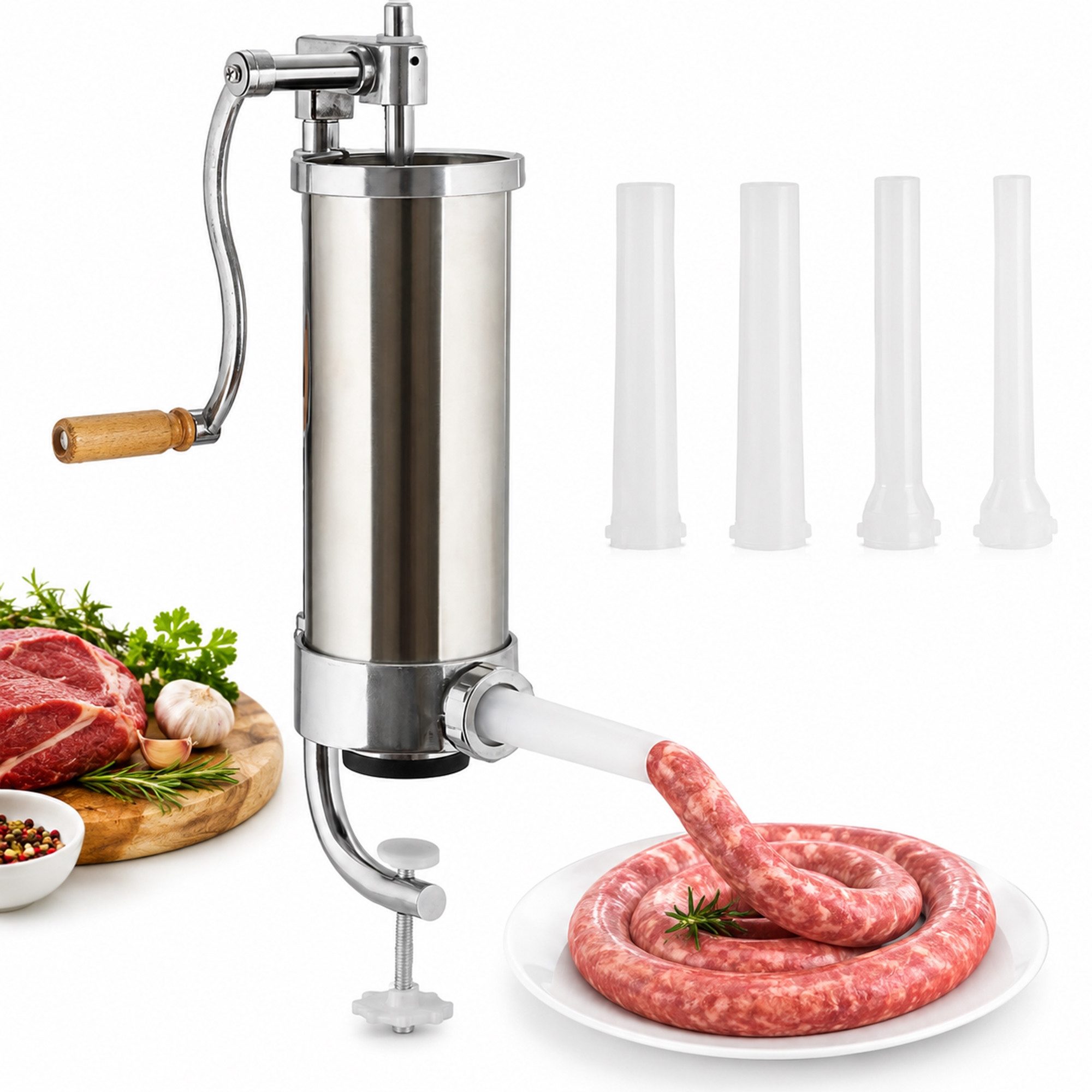 Mucola Wurstfüllaufsatz Wurstfüller Füllmaschine Wurstmaschine Wurstspritze, Zubehör für Universal, ergonomische Handkurbel
