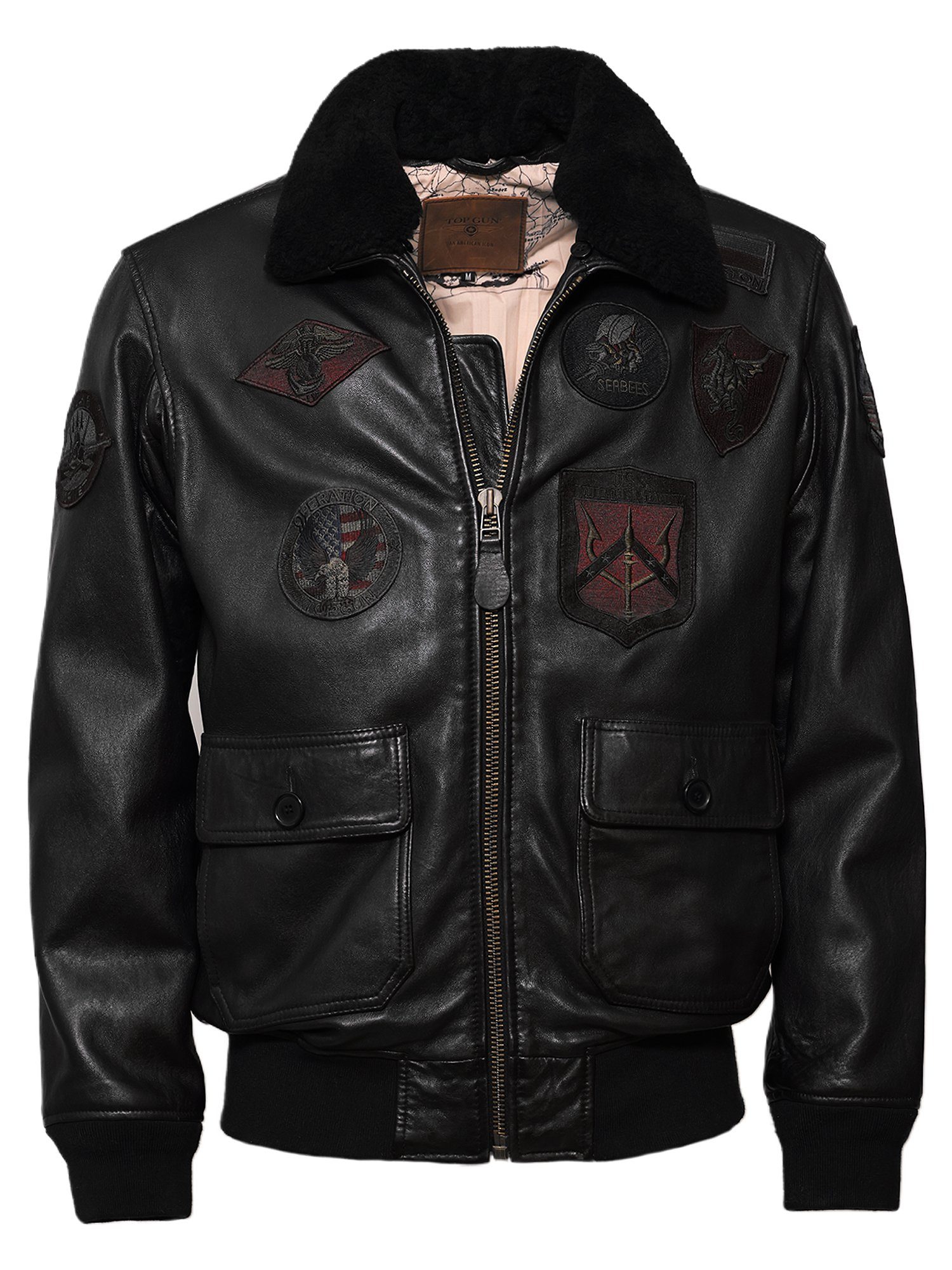 TOP GUN Lederjacke black