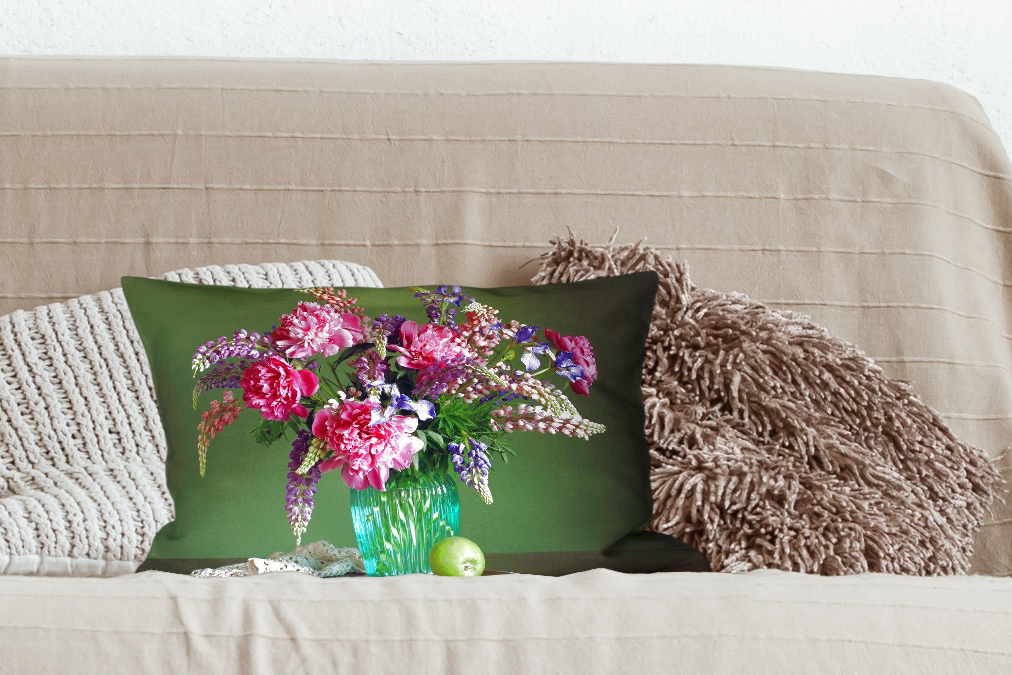 Dekokissen Stilleben, - mit Füllung, Dekoration, Dekokissen Farben Blumen MuchoWow - Schlafzimmer Zierkissen, Wohzimmer