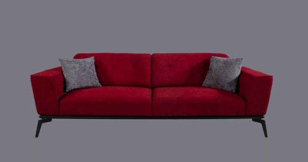 JVmoebel 3-Sitzer Luxus Dreisitzer Moderne Couch Möbel Rot Couchen Sofas Stoff Textil