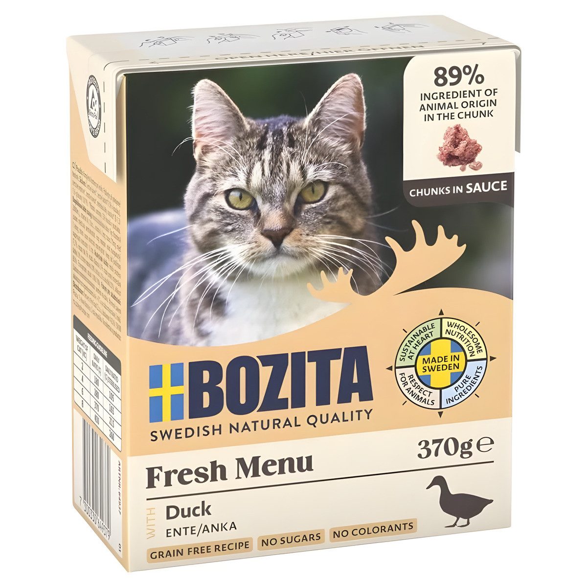 Bozita Häppchen in Sauce mit Ente 370 g - 6 Stück, Nassfutter für: Katze