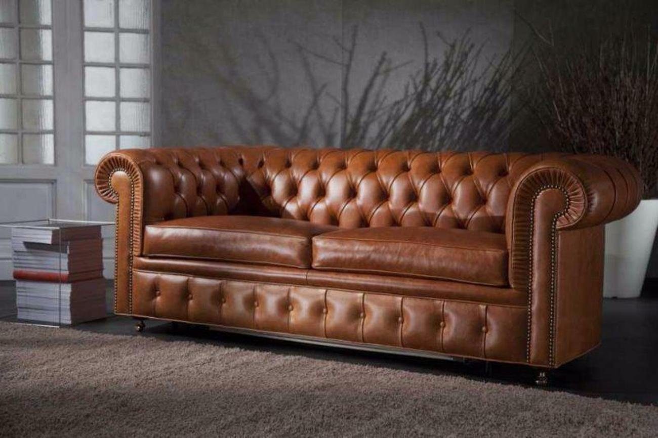 JVmoebel Couch Europe 3-Sitzer Polster Sofagarnitur Made Sofas, Design Leder in 3-Sitzer Chesterfield