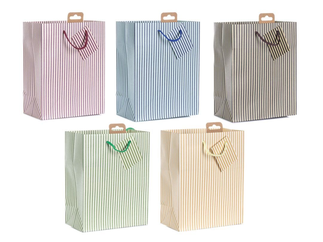 laro Geschenkbox Premium Geschenktüten Geschenktaschen 10-100 Stk Medium Streifen (40 St)