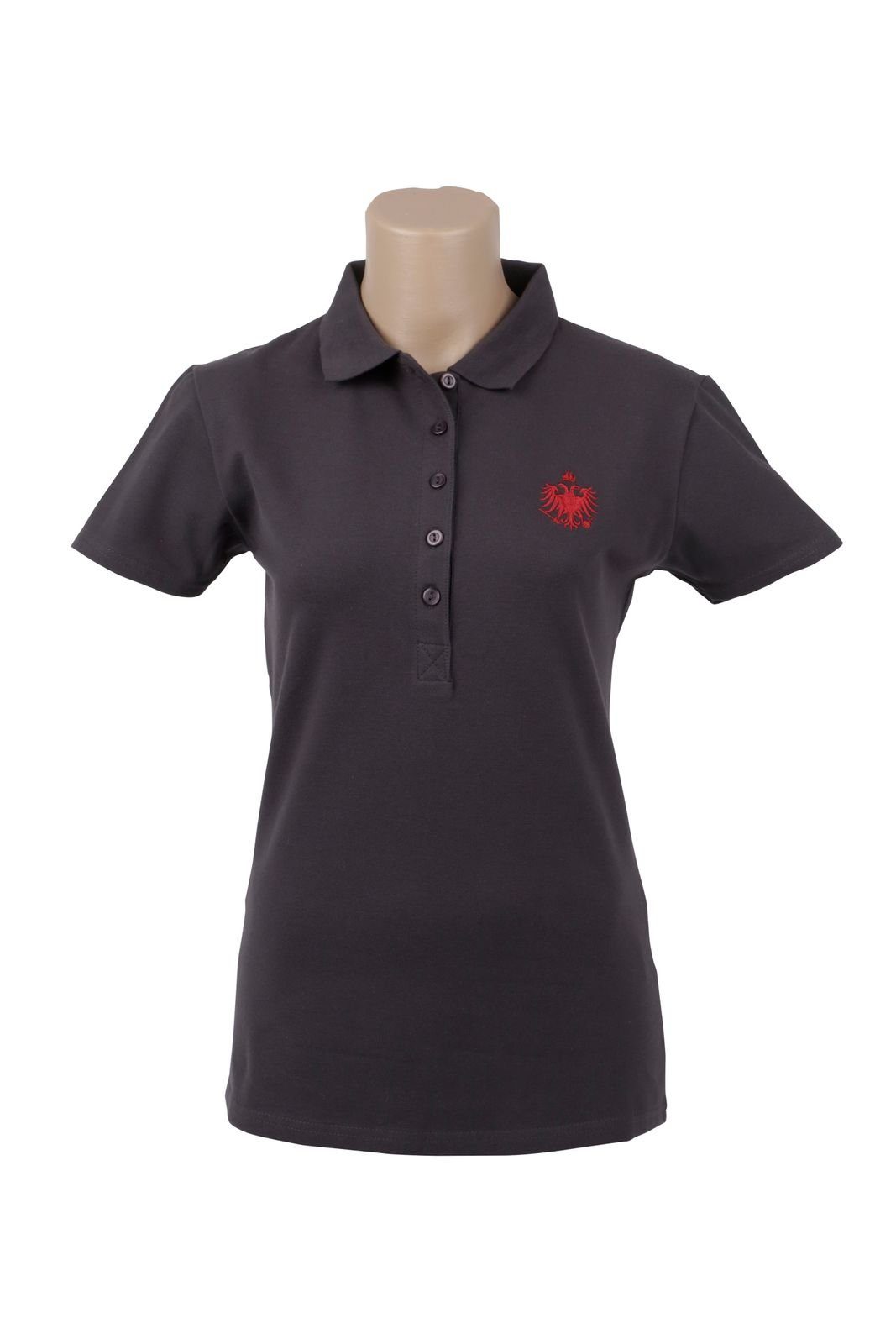 gestickt Imperial (1-tlg) der Damen auf anthrazit rot Logo Austria Polo in Brust Poloshirt (Doppeladler) \