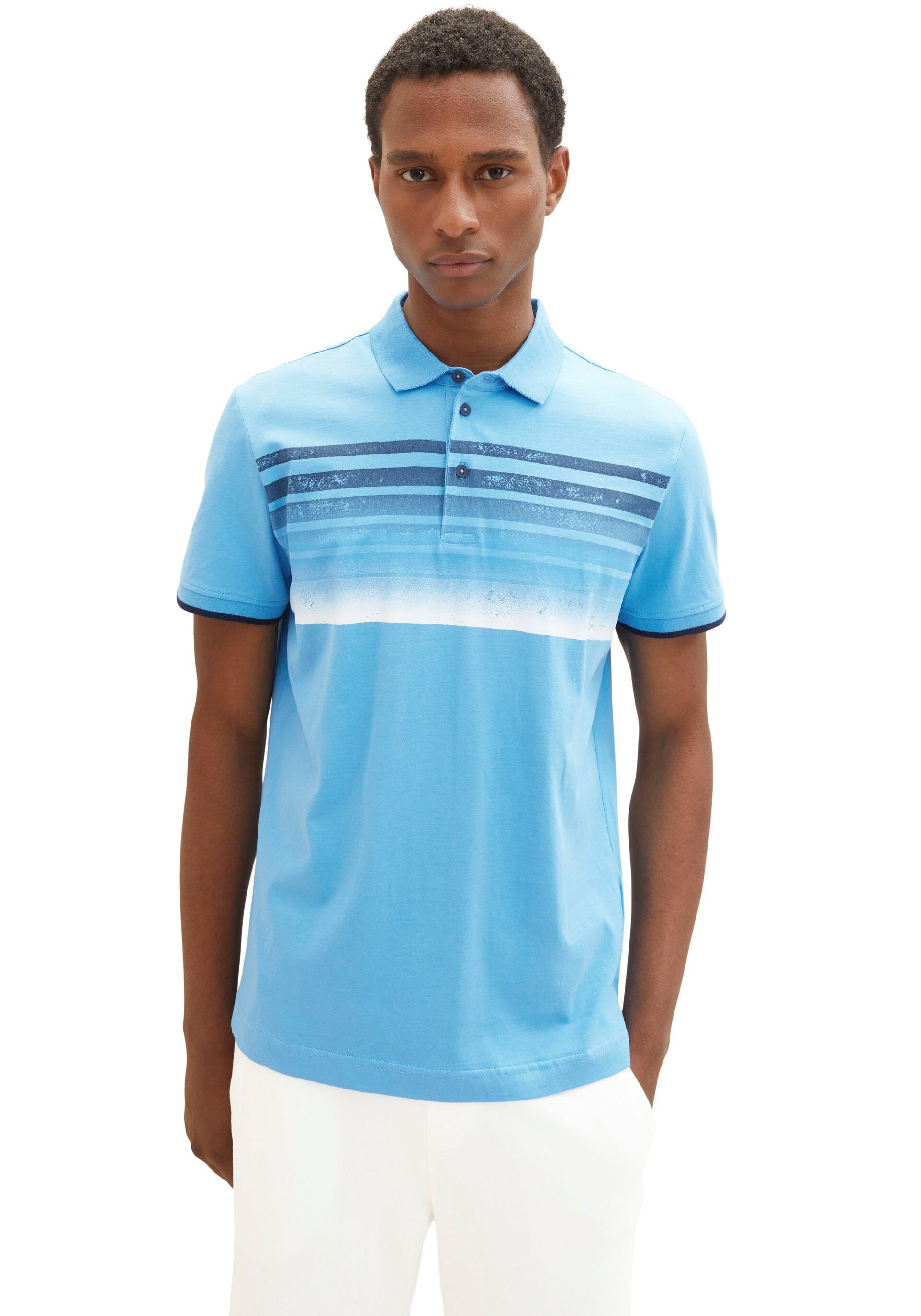 sky Poloshirt mit TOM rainy blue TAILOR kontrastfarbenen Details