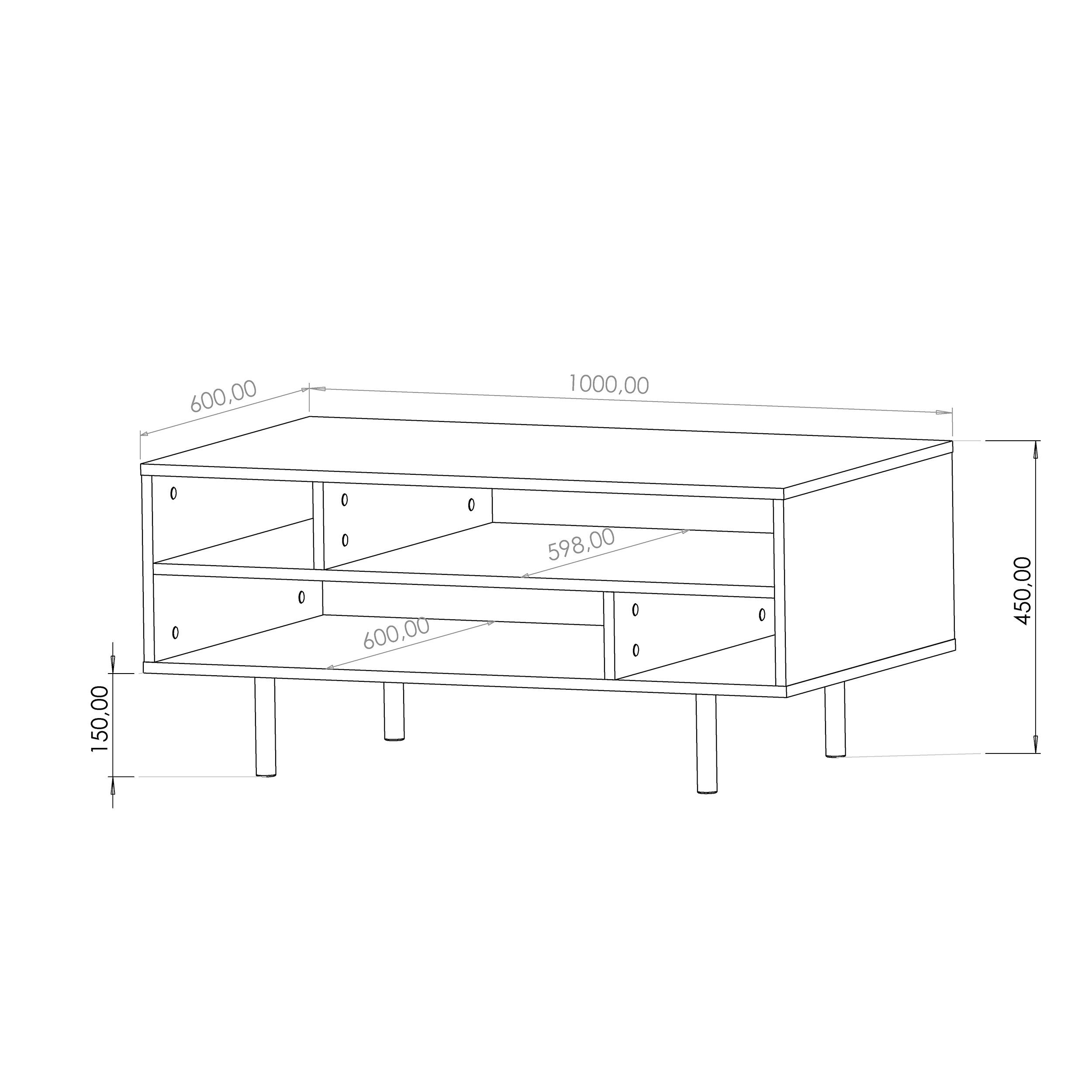 Beautysofa Couchtisch NOVELLO mit Metallfüßen, Breite 100 cm