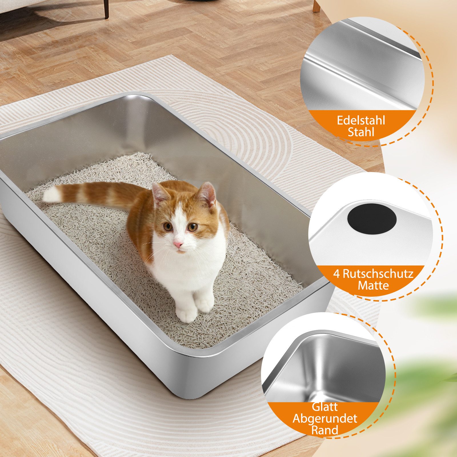 nobleza Katzentoilette Edelstahl Katzenklo Große Katzentoilette Kleine und Mittelgroß