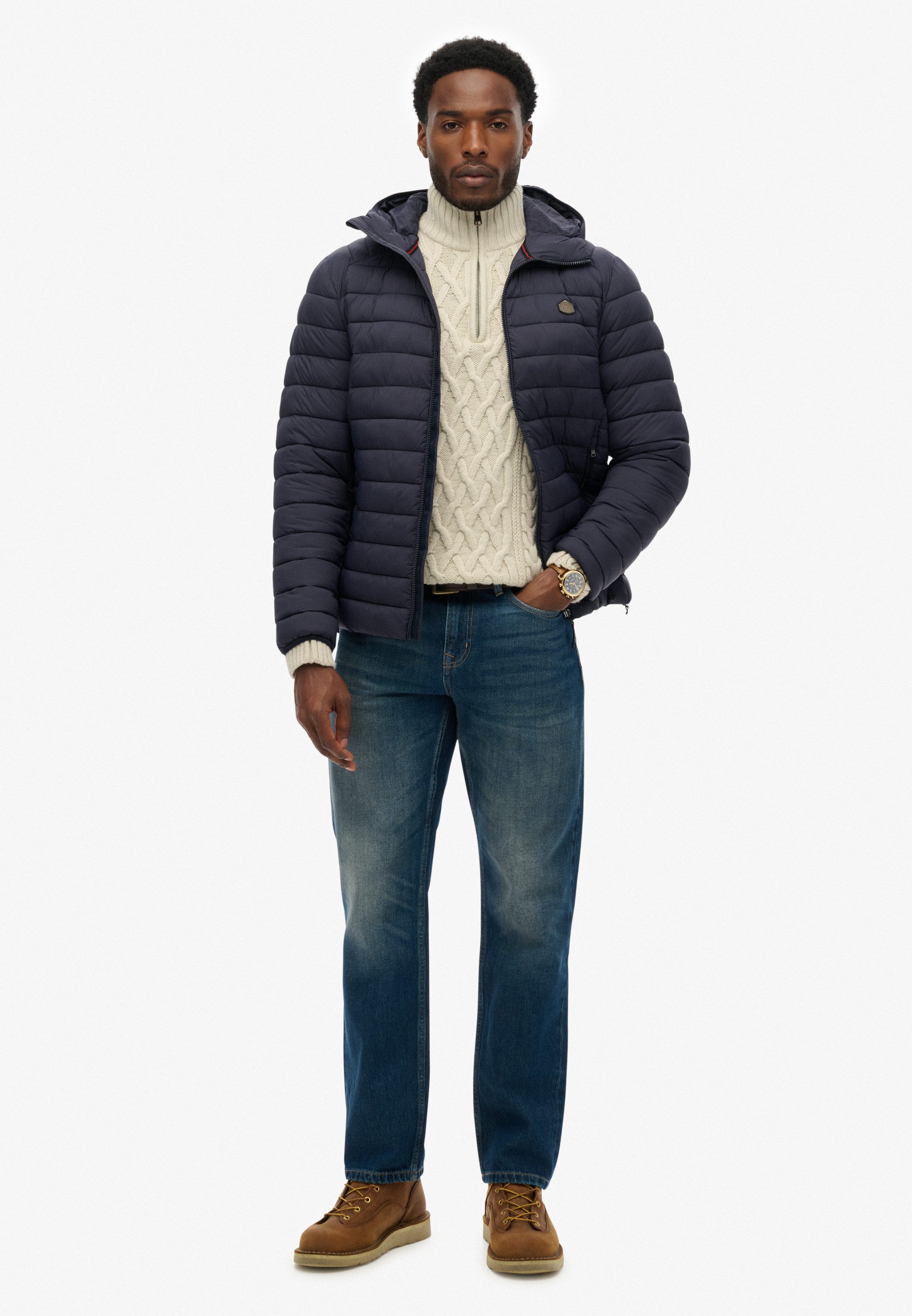 Superdry Steppjacke Hooded Fuji Lite Jacket slim fit Form, mit Kapuze