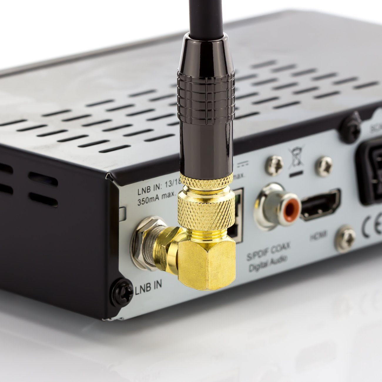 deleyCON für Grad Koaxialkabel Sat-Winkel-Adapter SAT-Kabel 4x deleyCON 7mm 90°