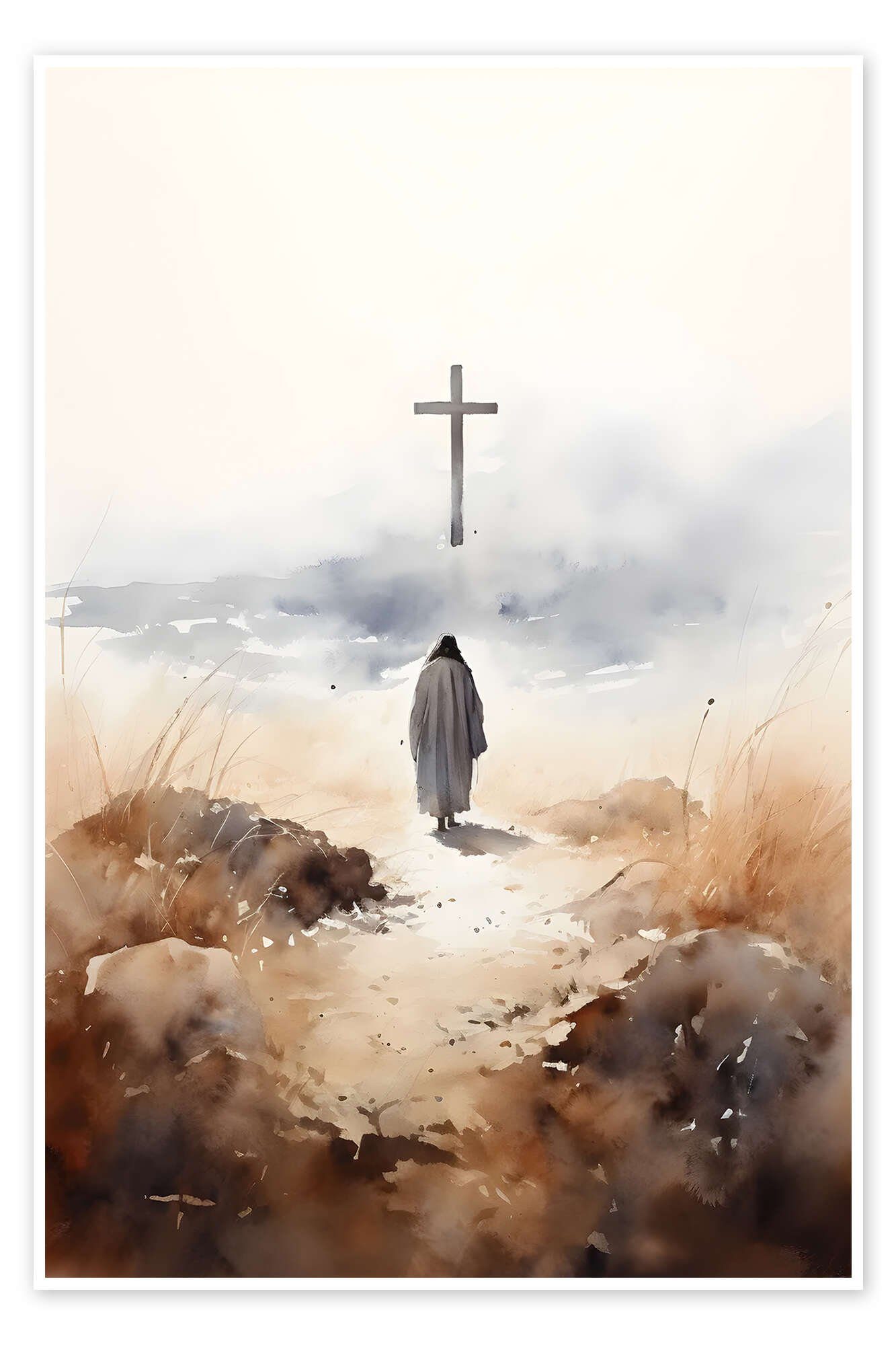 Posterlounge Wandbild Jesus und das Kreuz, DejaReve, erhältlich als Poster, Leinwandbild, Wandsticker oder Acrylglasbild