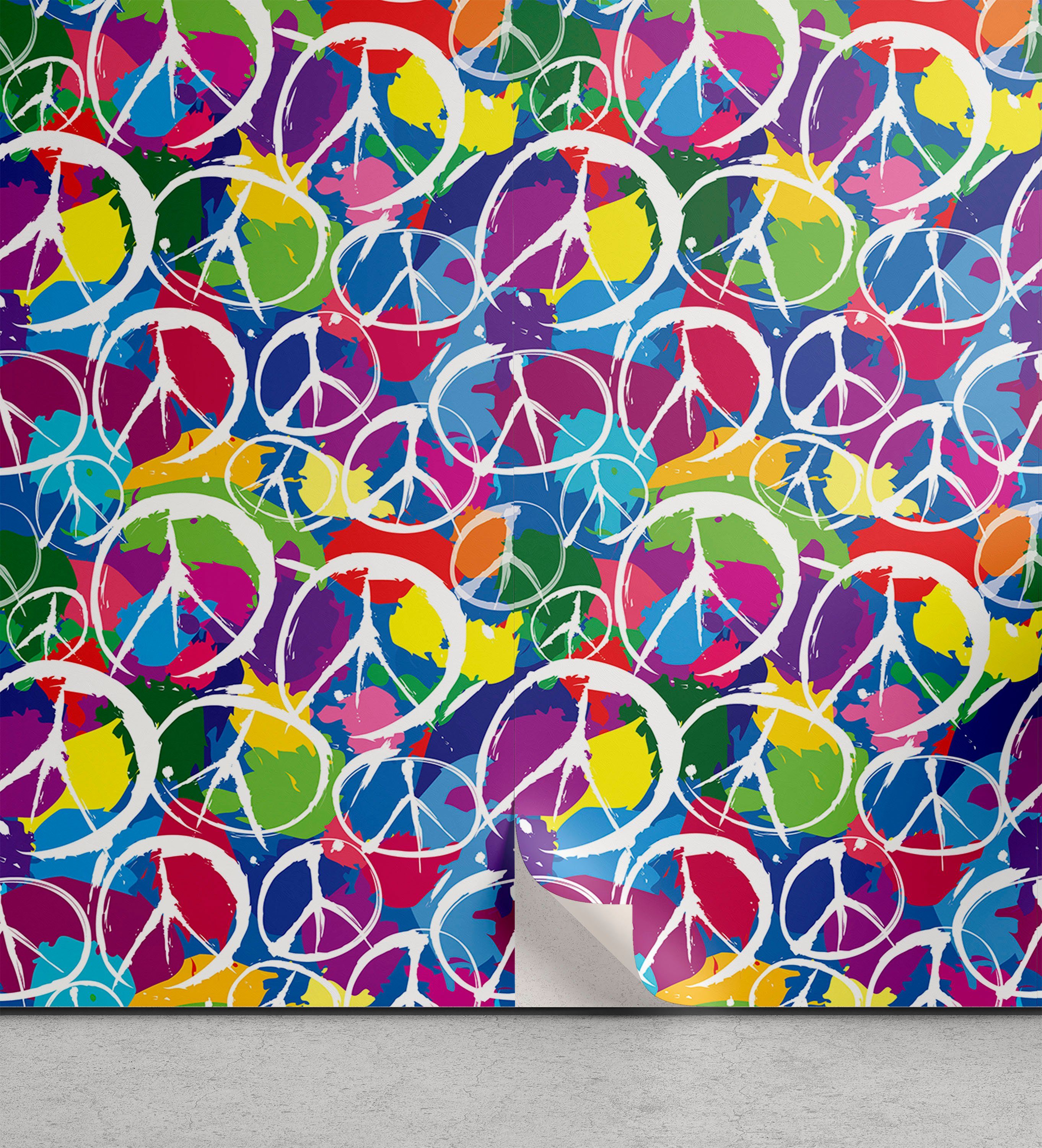 Abakuhaus Vinyltapete selbstklebendes Wohnzimmer Küchenakzent, Hippie Friedensaktivismus Thema