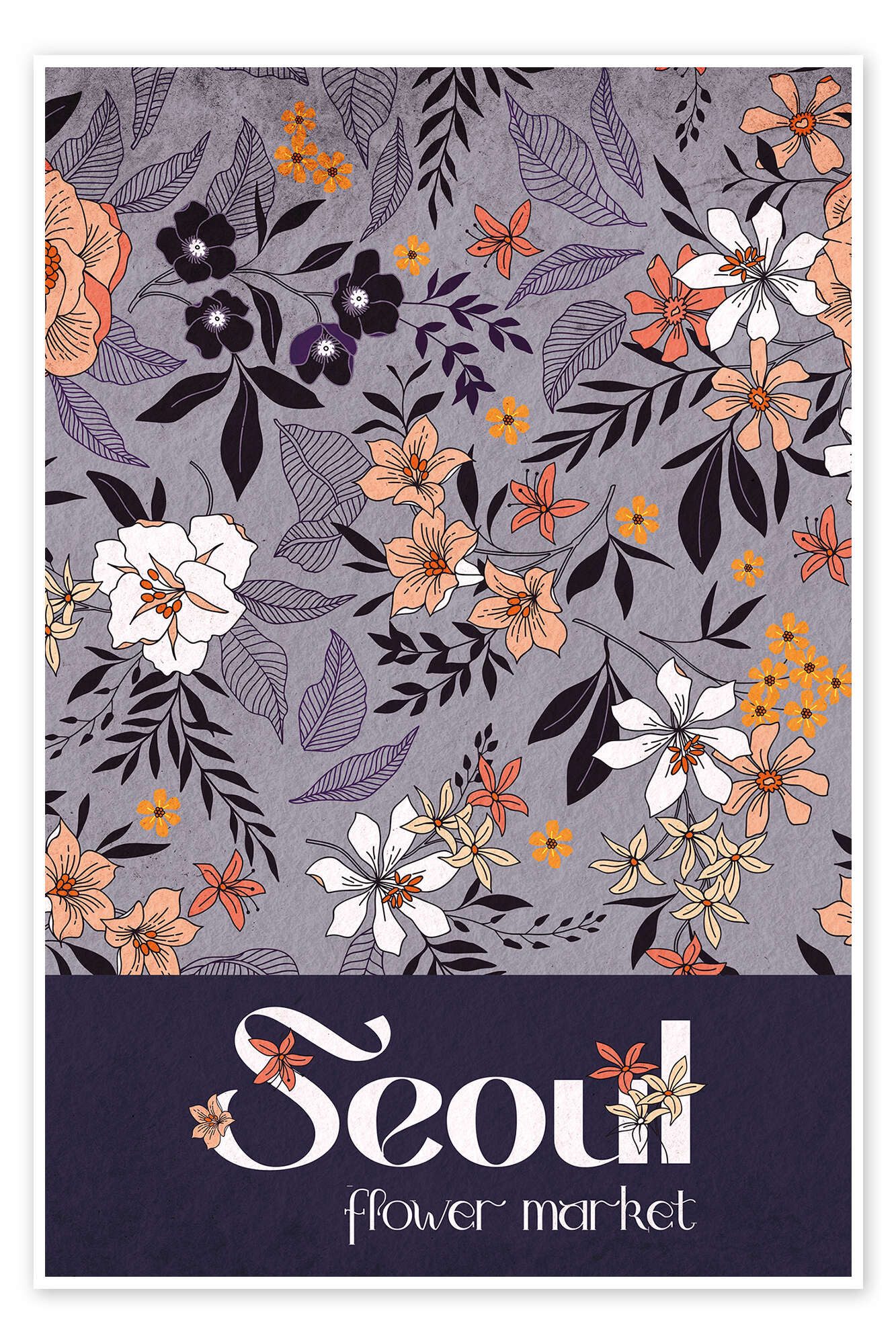 Posterlounge Wandbild Flower Market Seoul, Pineapple Licensing, erhältlich als Плакат, Leinwandbild, Wandsticker oder Acrylglasbild