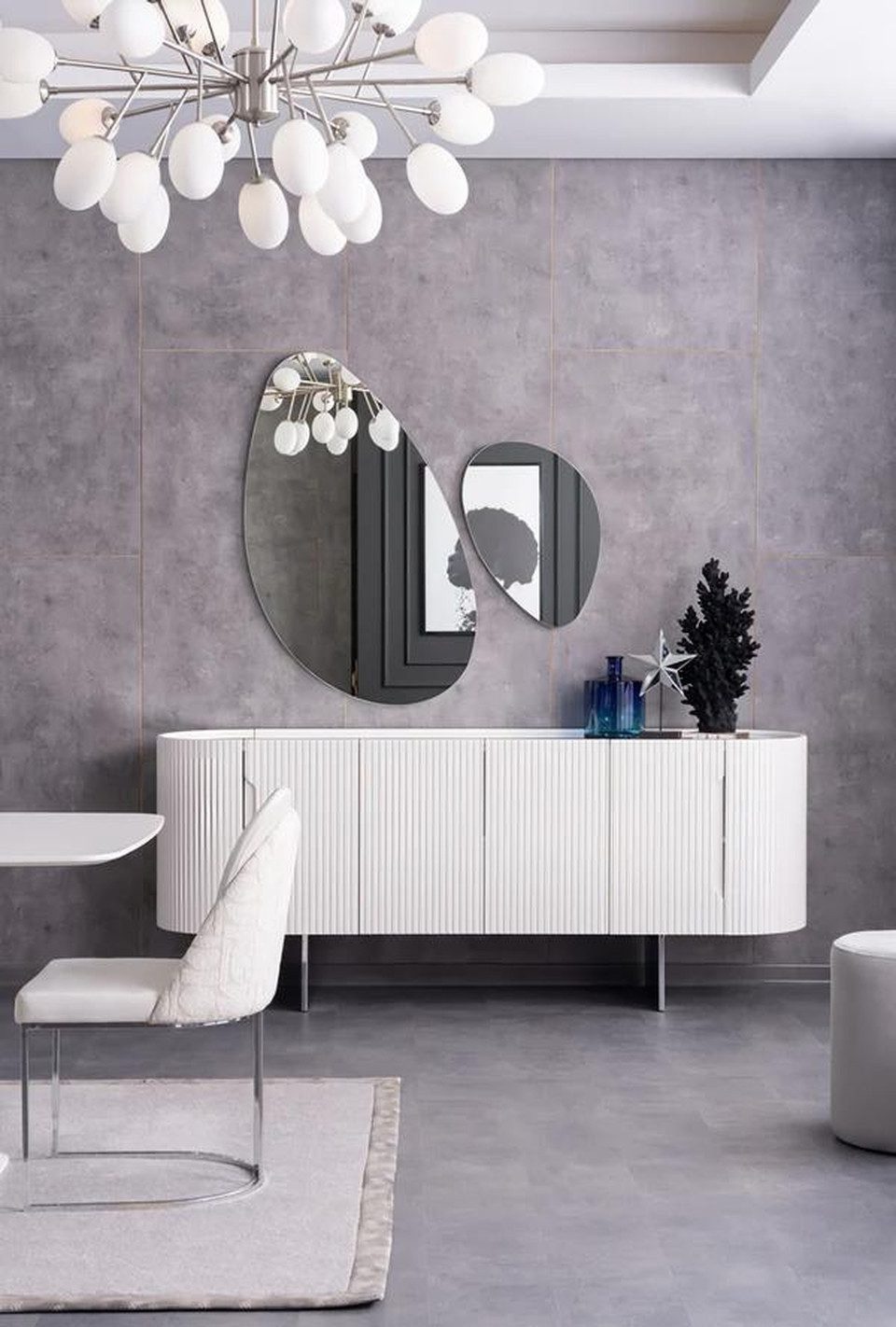 JVmoebel Sideboard Designer Set Sideboard mit 2x Spiegele Highboard Schrank Verspiegelt (3 St., Sideboard + 2x Spiegele), Made in Europa