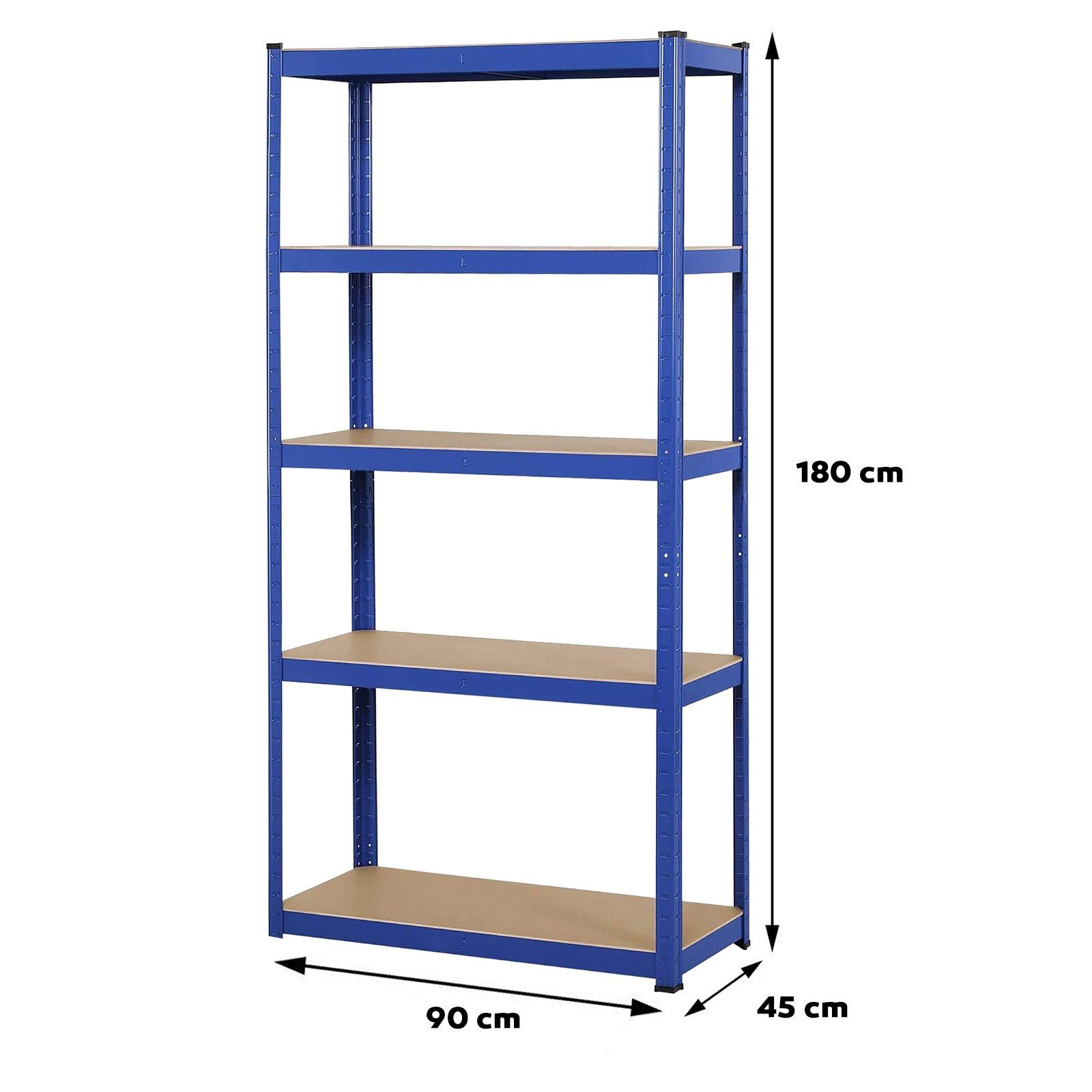 Böden cm Stk, 5 Blau, 1325 Steckregal mit Werkstattregal 180x90x45 Kellerregal kg Grafner max. Metall Schwerlastregal