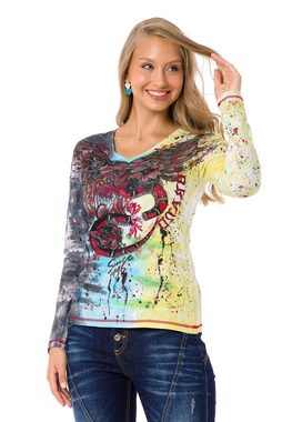 Cipo & Baxx Langarmshirt mit coolem Markenprint