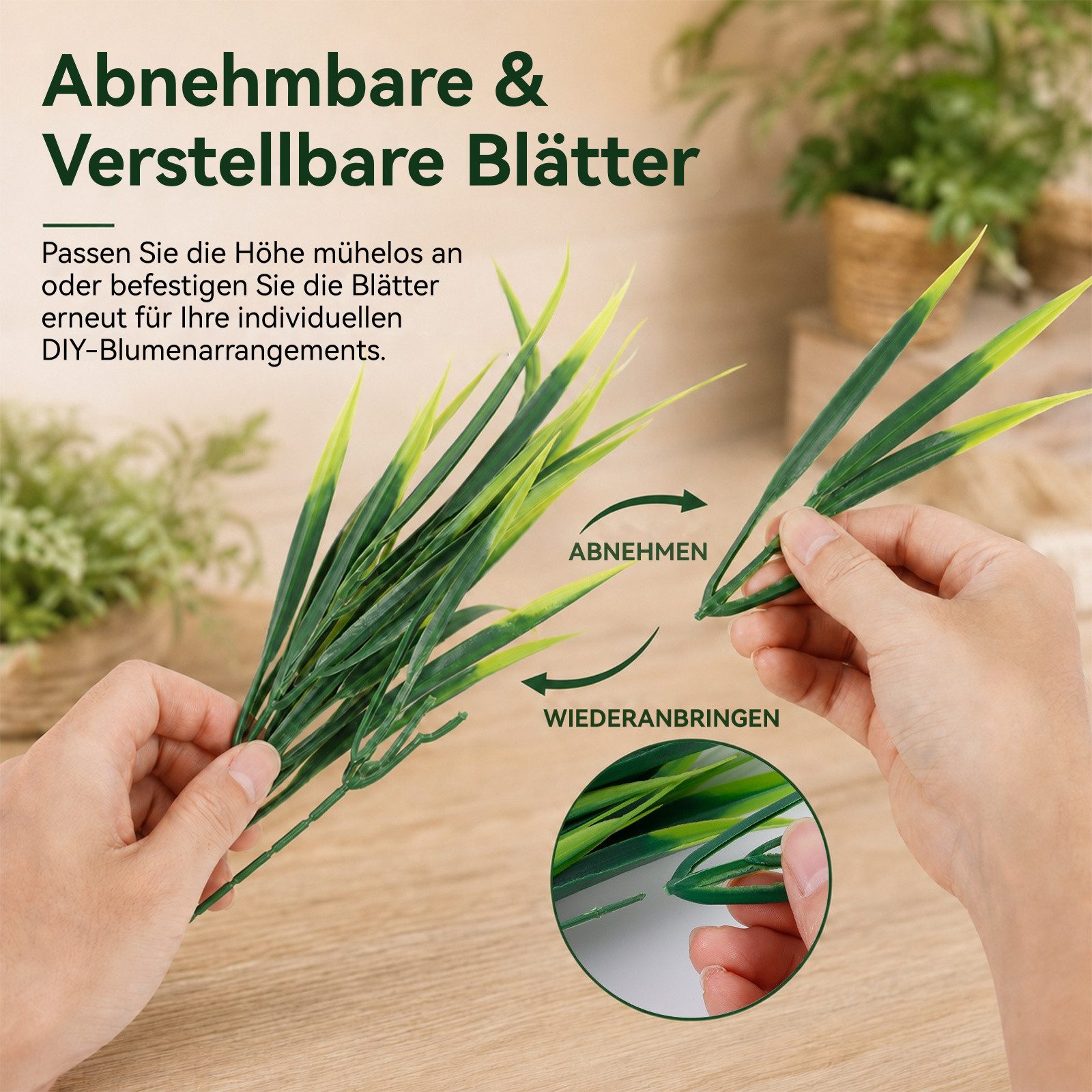 Kunstgras 16 Bündel Künstliche Pflanzen wie Echt,Kunstpflanze Outdoor Wetterfest Gras, BlingBin, Höhe 38 cm, Kunstgras,Kunststoff,für Draußen Haus Garten Büro Dekor