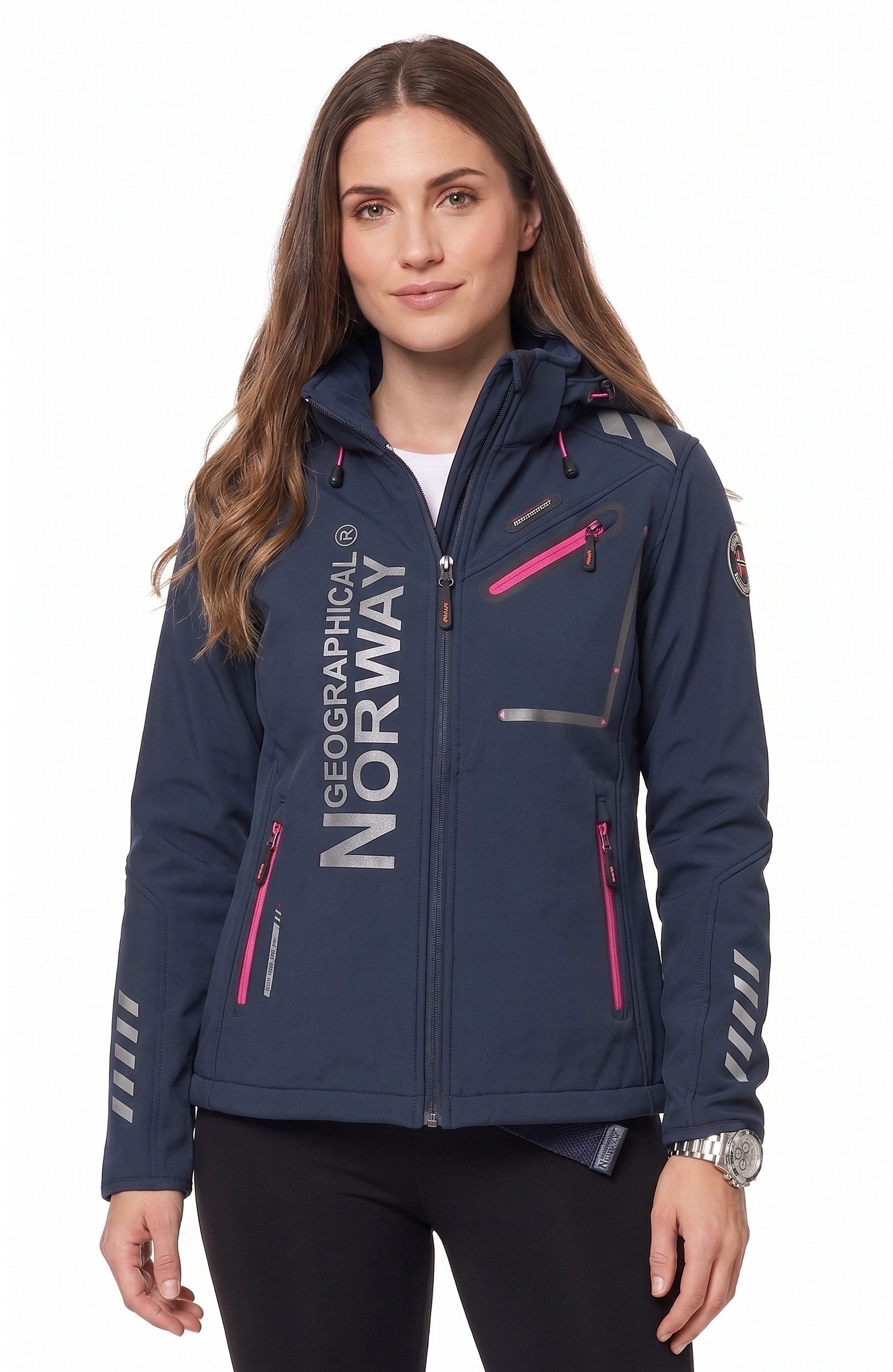 Geographical Norway Softshelljacke Damen Leichte Übergangsjacke mit Kapuze wasserabweisend, Gr. S–XXL