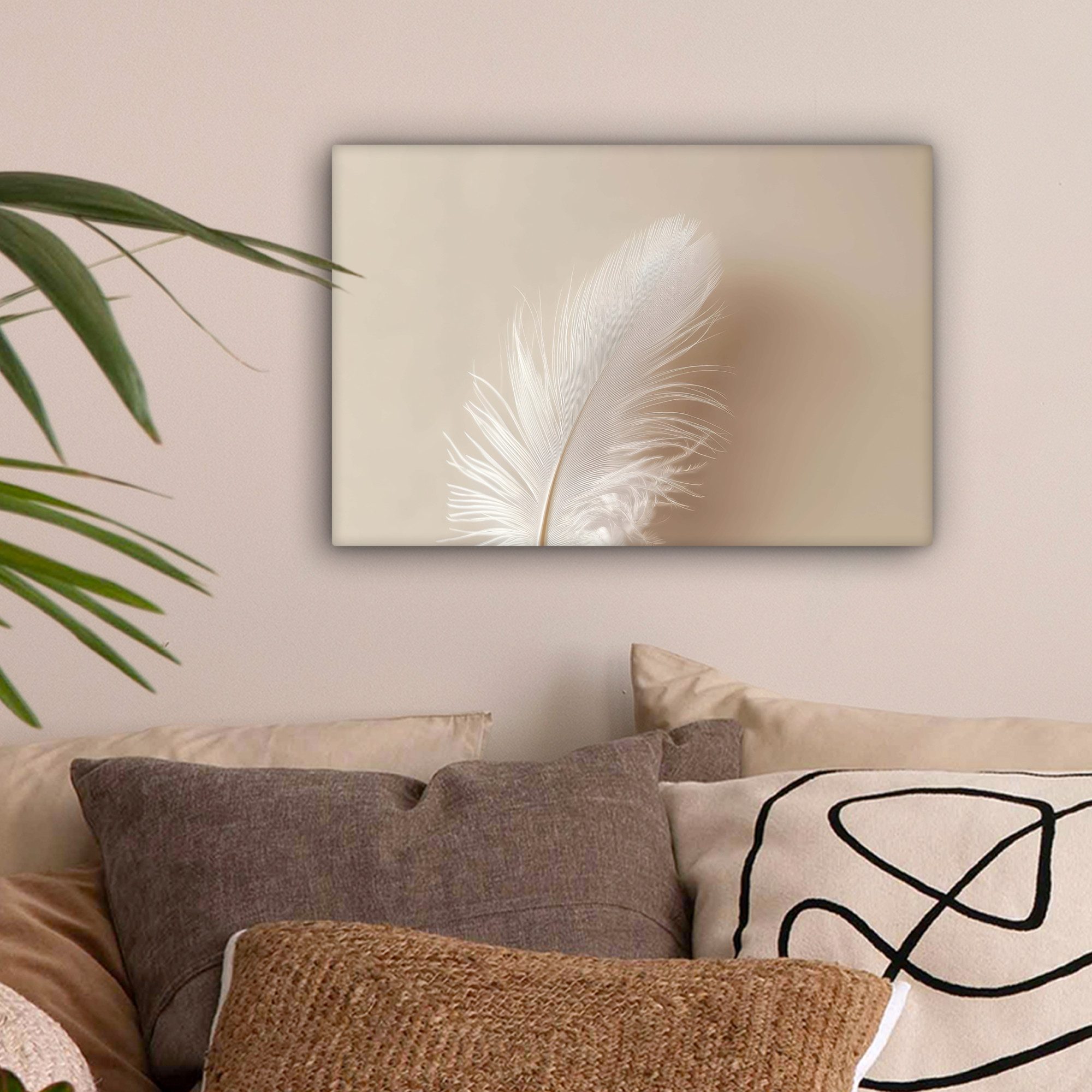 OneMillionCanvasses® Leinwandbild Feder - Minimalistisch - Rosa, Fotodruck günstig online kaufen