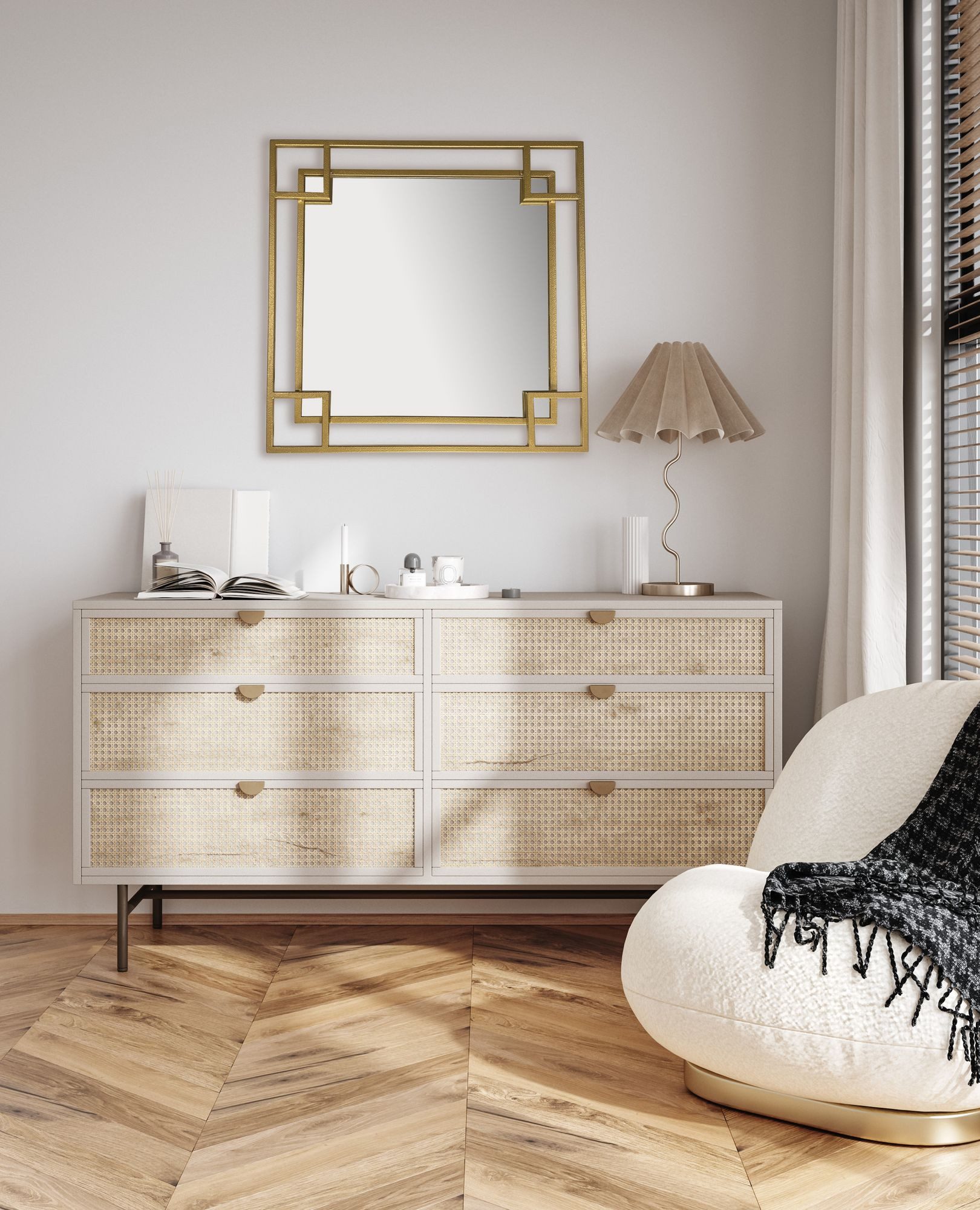 FINEBUY Wandspiegel Flurspiegel Quadrat Metall Gold Spiegel Hängespiegel FB61769 (Hängespiegel Modern, Flurspiegel Garderobenspiegel), Gold Metall 60x60 cm, Dekospiegel Quadratisch