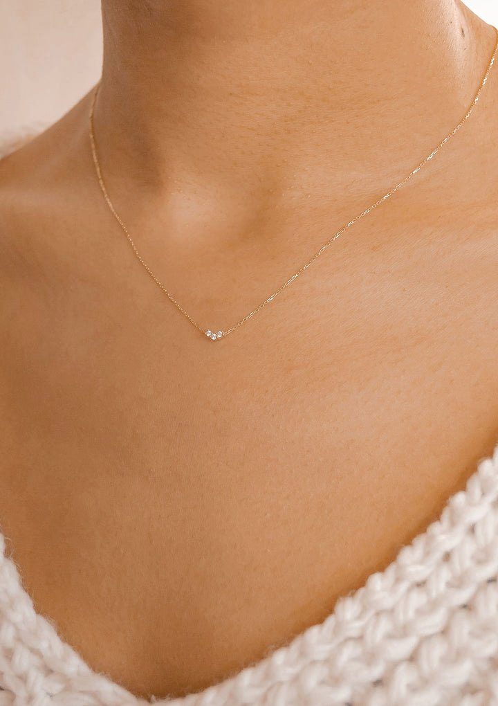 Dear Me Goldkette Damen 585 Gold Kette Trio Zirkonia, 14K Massivgold Halske günstig online kaufen