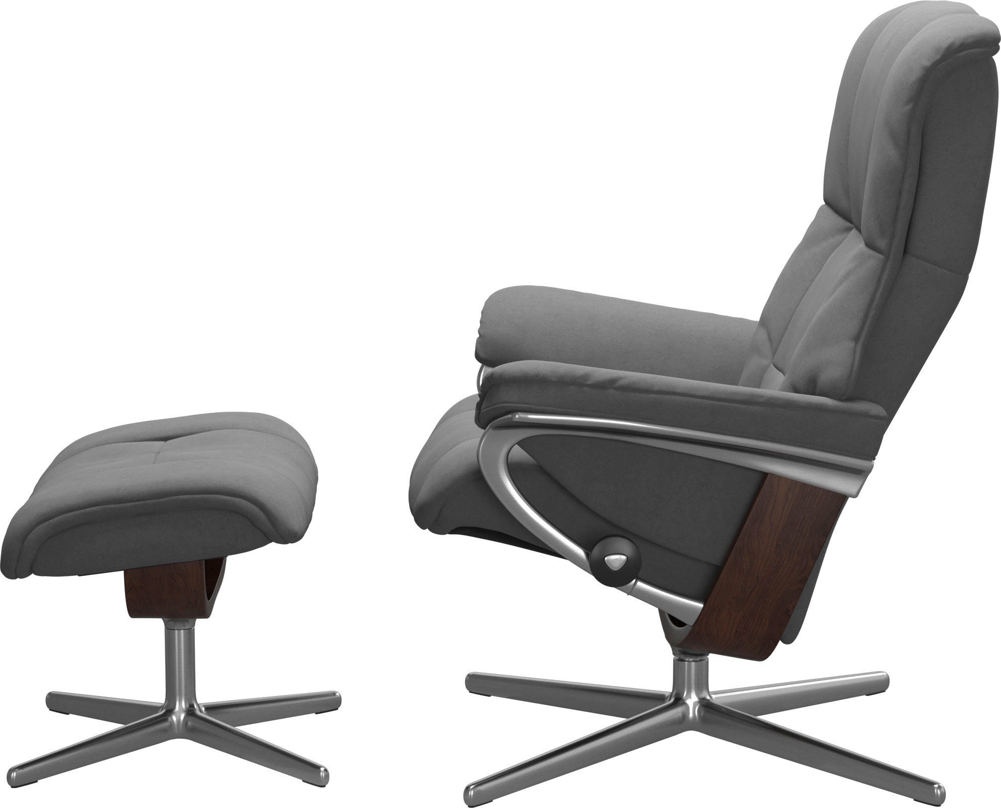 Stressless® Relaxsessel Mayfair (Set, Relaxsessel mit Hocker), mit Hocker, mit Cross Base, Größe S, M & L, Holzakzent Braun