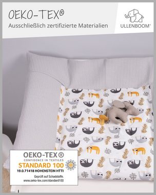 ULLENBOOM ® Wickelauflagenbezug Wickelauflagenbezug Grau Faultiere 75x85 cm (Made in EU), Bezug mit Hotelverschluss, 100% Baumwolle