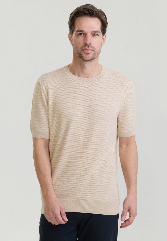 Felix Hardy T-Shirt Basic-Strick-T-Shirt mit Rundhalsausschnitt und Knöpfen