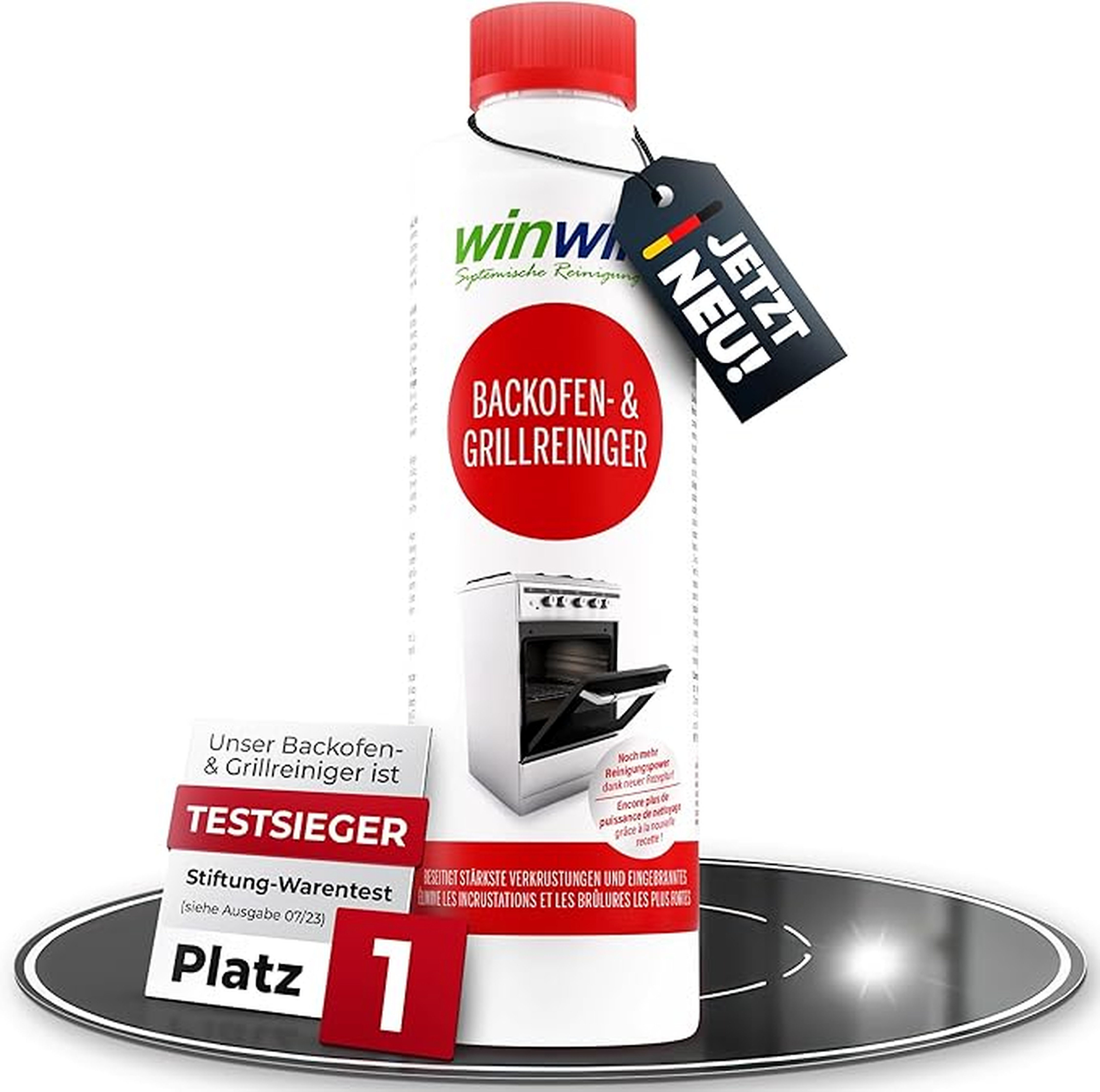 winwinCLEAN Backofenreiniger & Grillreiniger [Testsieger Stiftung Warentest] Gelreiniger (Packung, [- 1x Backofenreiniger & Grillreiniger 500ml Intensivreiniger für Küche,Backofen,Herd,Grill von Fett & Ablagerung)