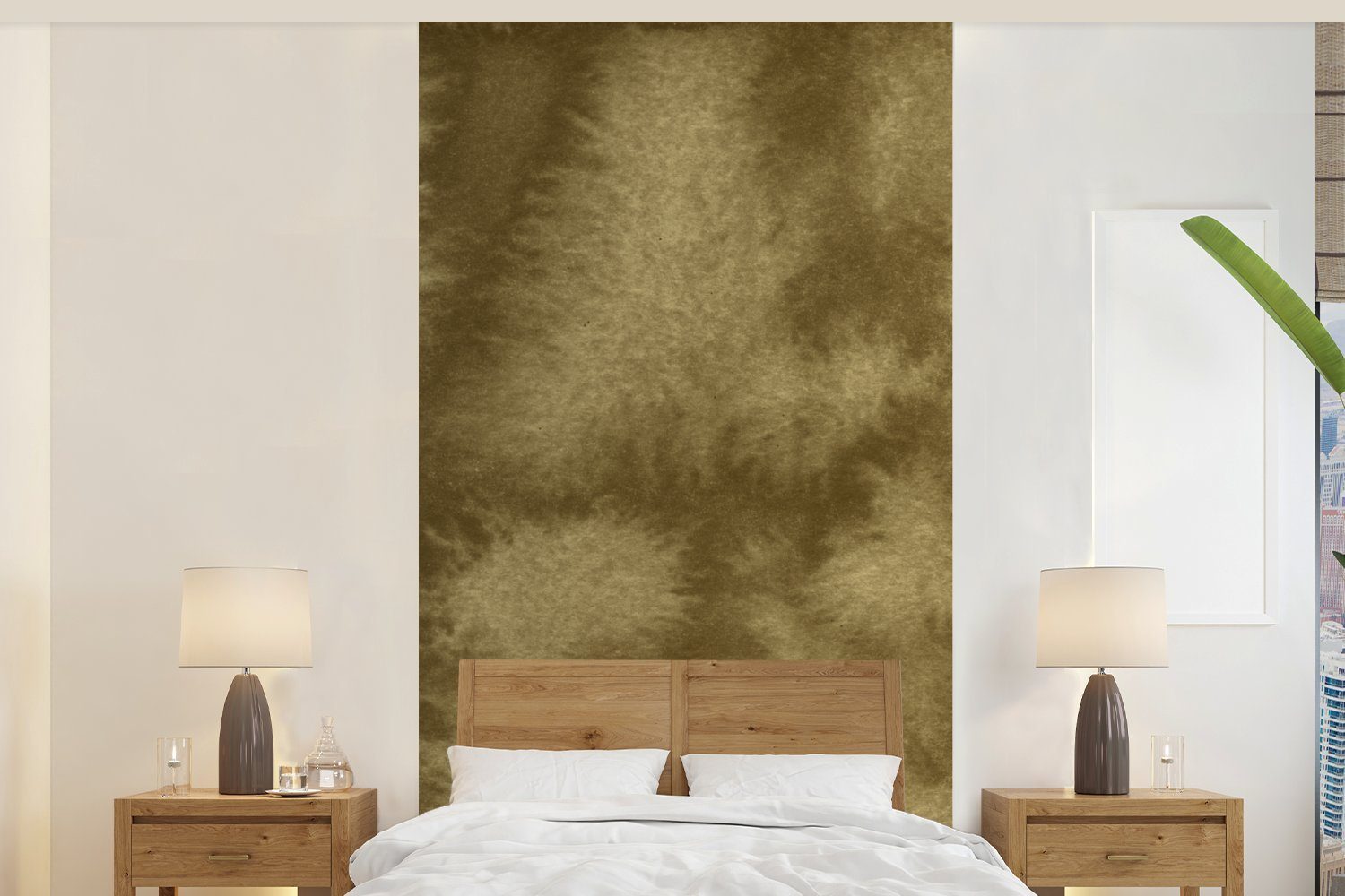 MuchoWow Fototapete Gold - Farbe - Abstrakt, Matt, bedruckt, (2 St), Vliestapete für Wohnzimmer Schlafzimmer Küche, Fototapete