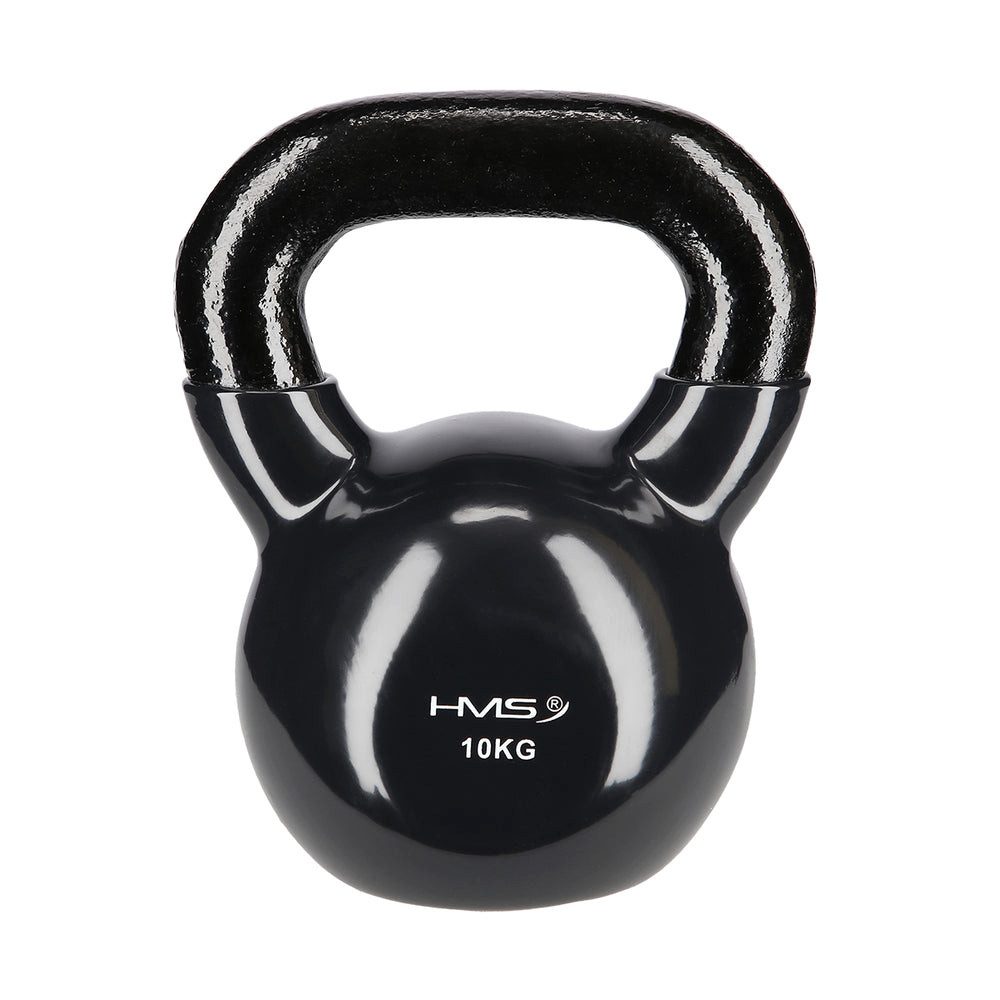 HMS Kettlebell Kugelhantel Schwunghantel Krafttraining, (Spar-Set), Gusseisen, Vinylmantel, flache Standfläche