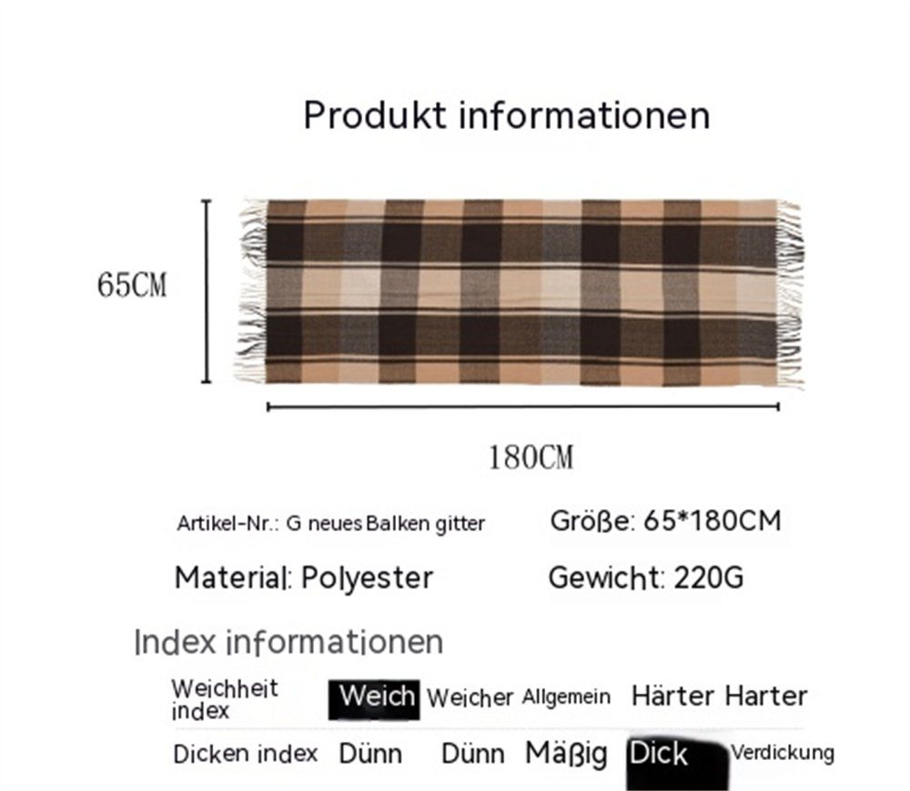 carefully selected Modeschal Damen-Thermoschal aus mit Fransen Braun-Gelb Karomuster und Jersey