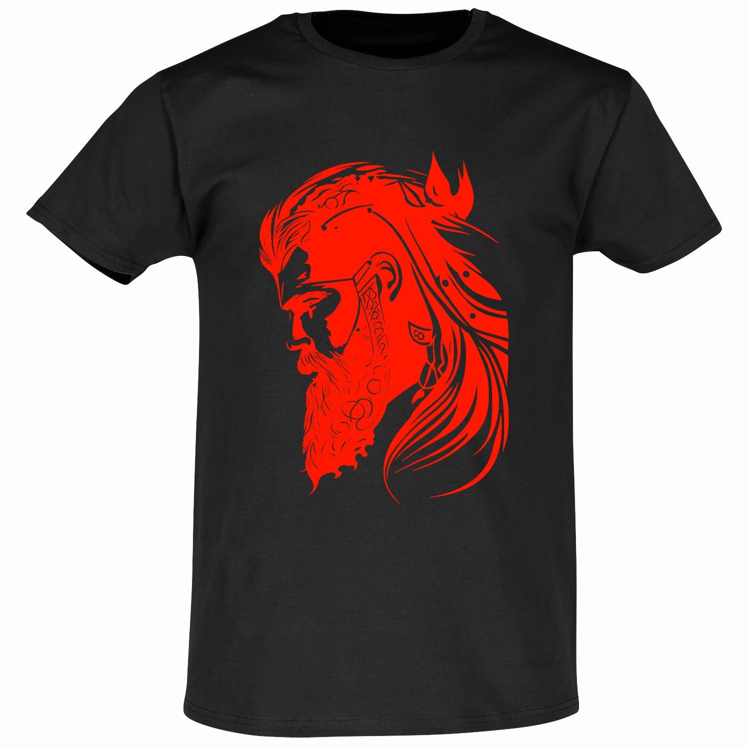 Banco T-Shirt Banco Herren T-Shirt König der Bärte SchwarzRot Nordischem Bart langer Flair mit