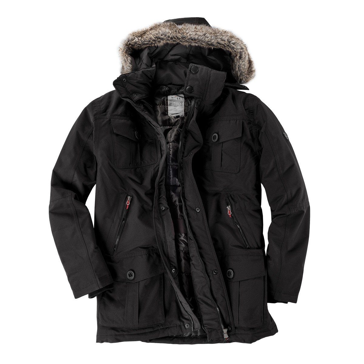 Brigg Parka Brigg schwarzer Parka mit abnehmbarer Kapuze XXL günstig online kaufen