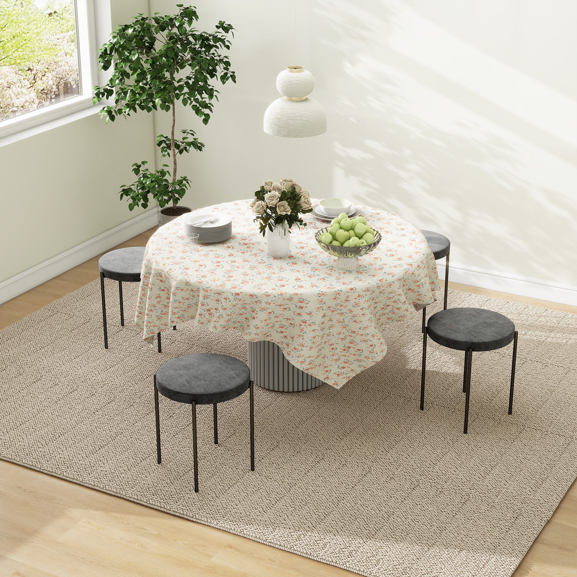 HOMCOM Esszimmerstuhl Stapelhocker Polsterhocker aus Metall Wohnzimmer (Hocker, 4 St), für Wohnzimmer, Esszimmer, Dunkelgrau